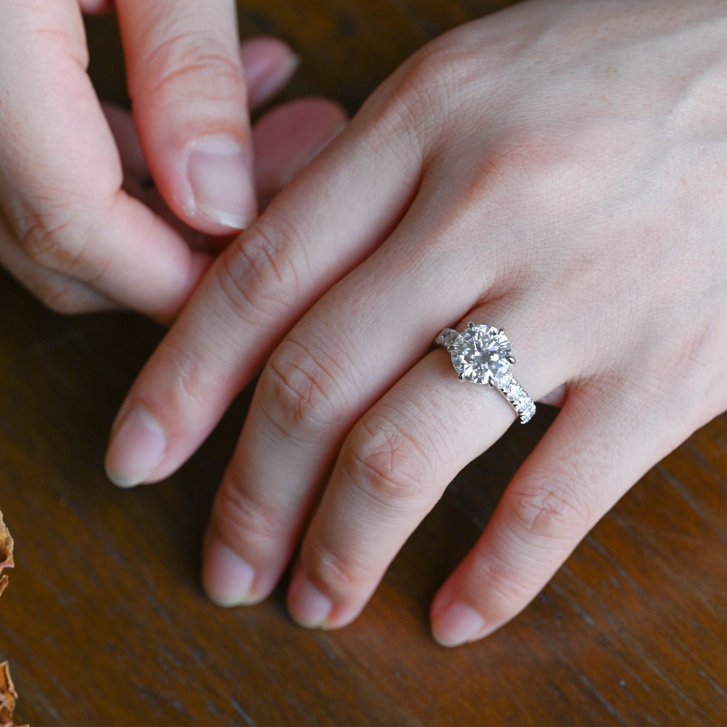 CausYou round cut moissanite engagement ring Solid Gold 3.5mm Width Round Cut Moissanite Engagement Ring