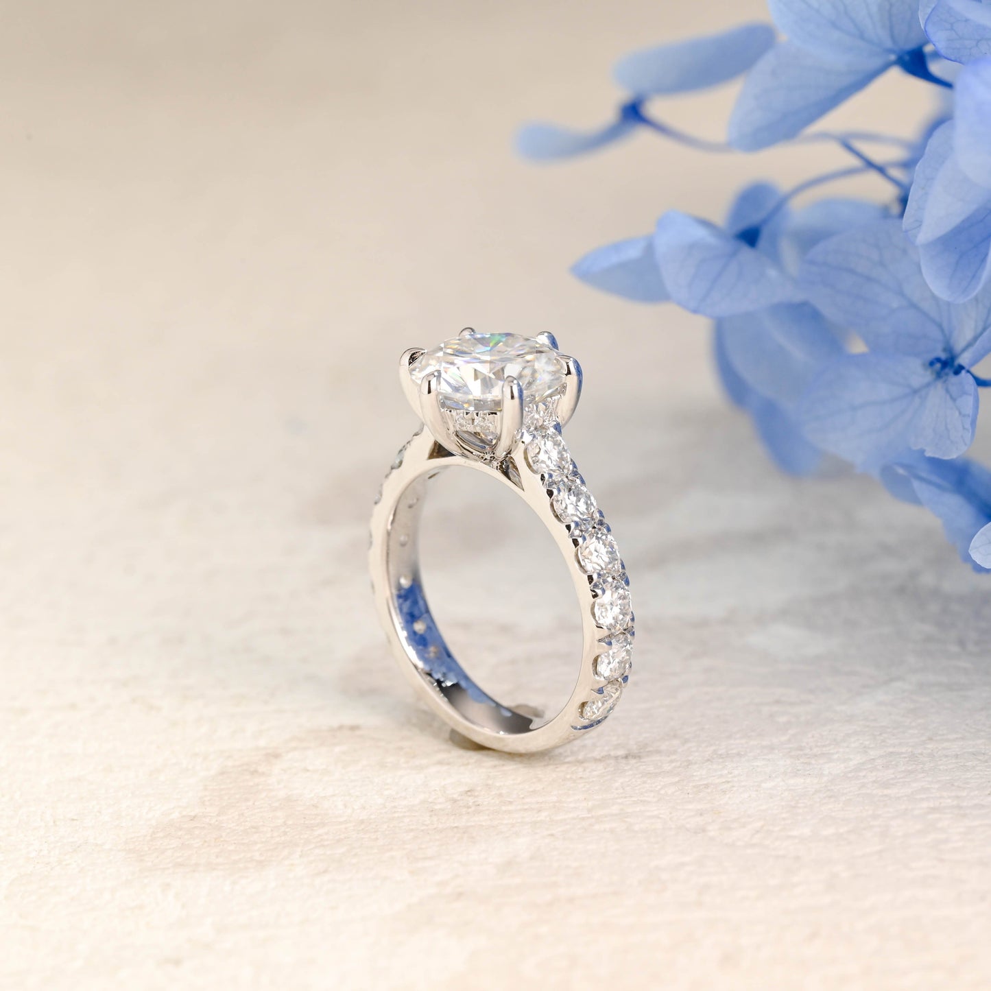 CausYou round cut moissanite engagement ring Solid Gold 3.5mm Width Round Cut Moissanite Engagement Ring