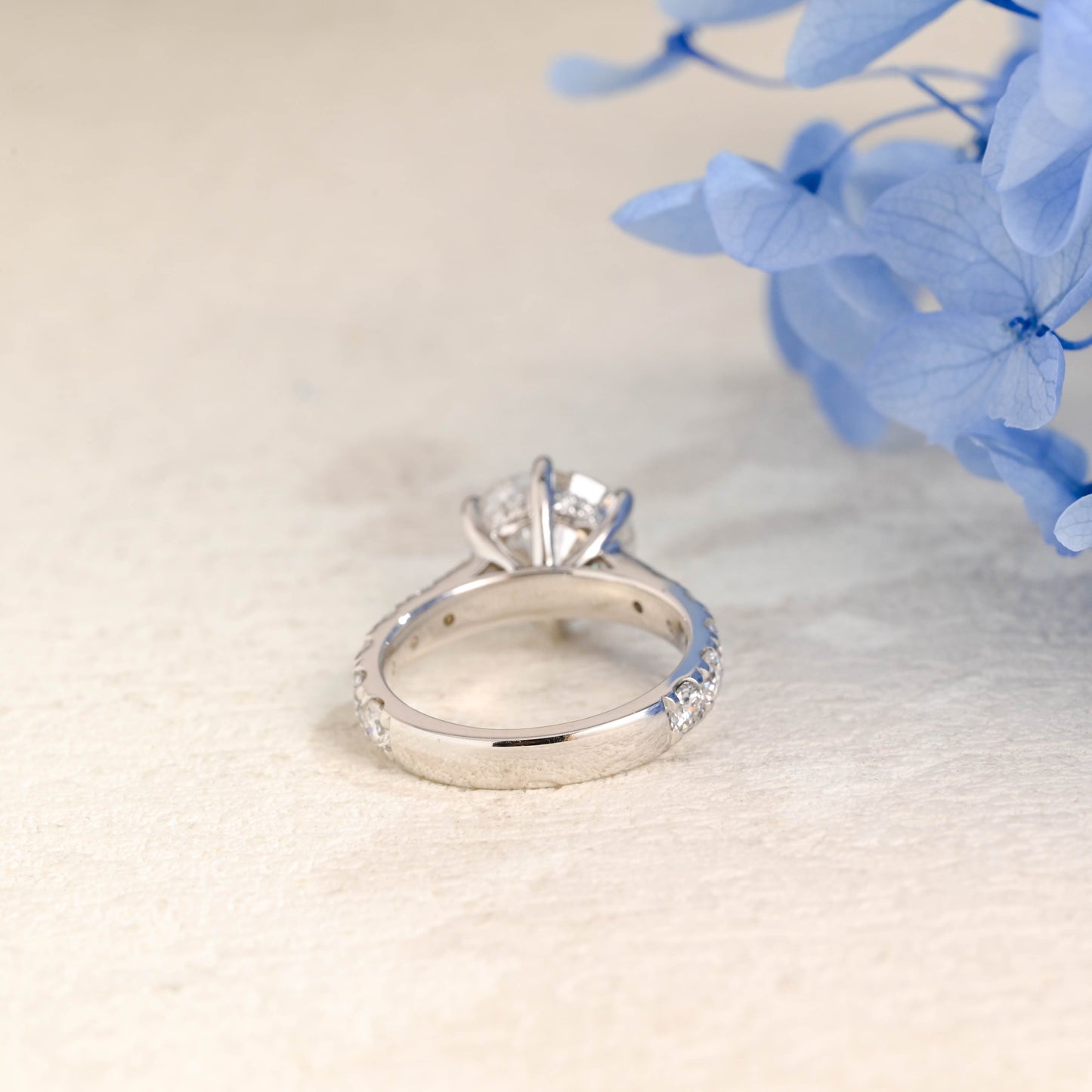 CausYou round cut moissanite engagement ring Solid Gold 3.5mm Width Round Cut Moissanite Engagement Ring