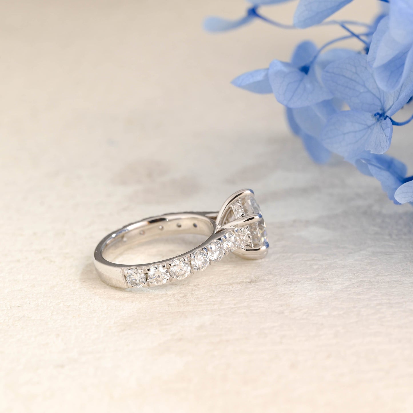 CausYou round cut moissanite engagement ring Solid Gold 3.5mm Width Round Cut Moissanite Engagement Ring