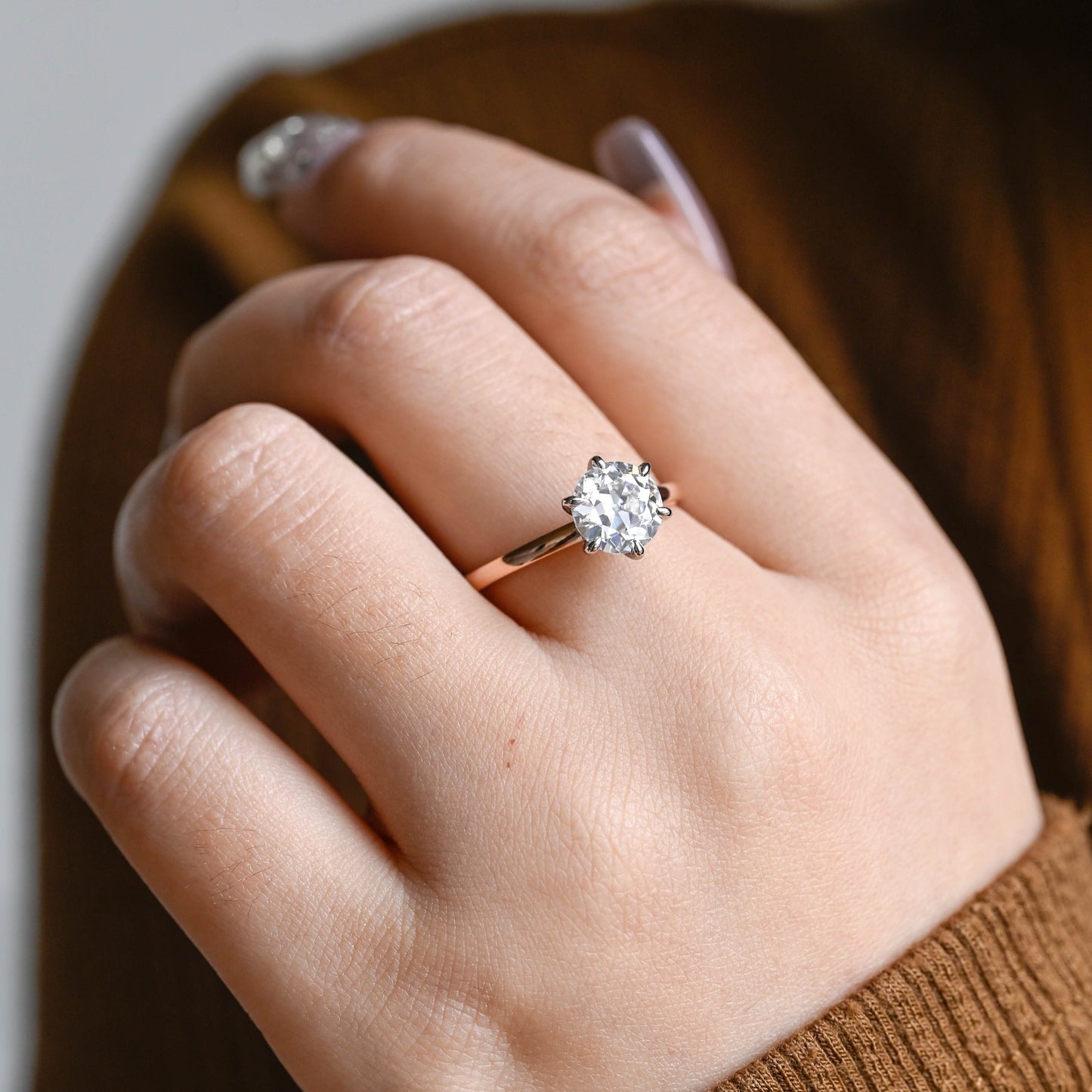 CausYou round cut moissanite engagement ring Solid Gold 3.5mm Width Round Cut Moissanite Engagement Ring, Solitaire Ring