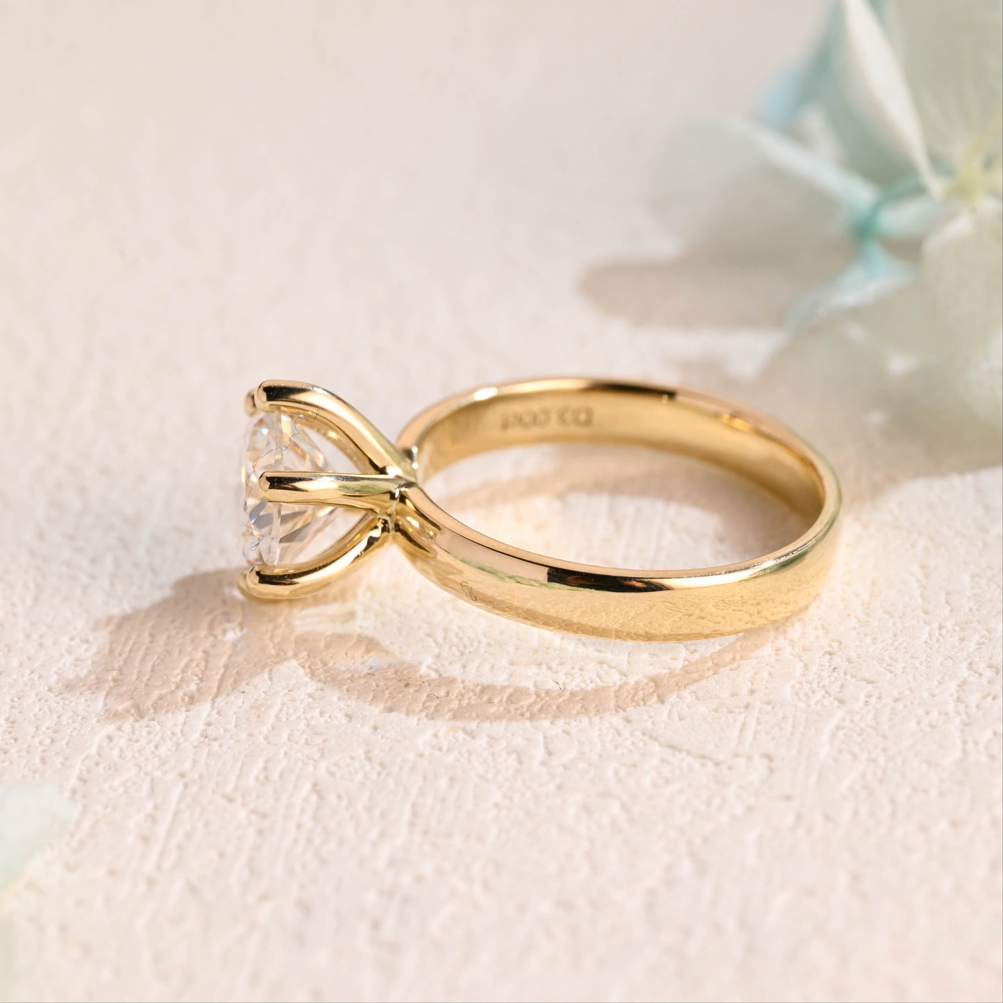 CausYou round cut moissanite engagement ring Solid Gold 3.5mm Width Round Cut Moissanite Engagement Ring, Solitaire Ring