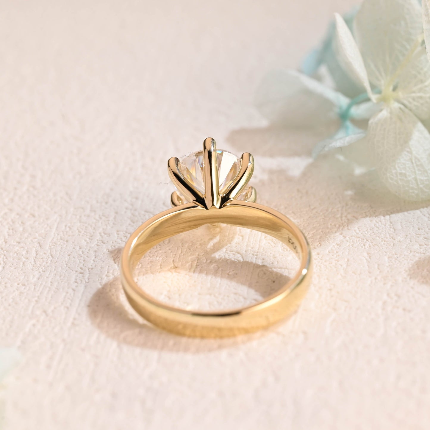 CausYou round cut moissanite engagement ring Solid Gold 3.5mm Width Round Cut Moissanite Engagement Ring, Solitaire Ring