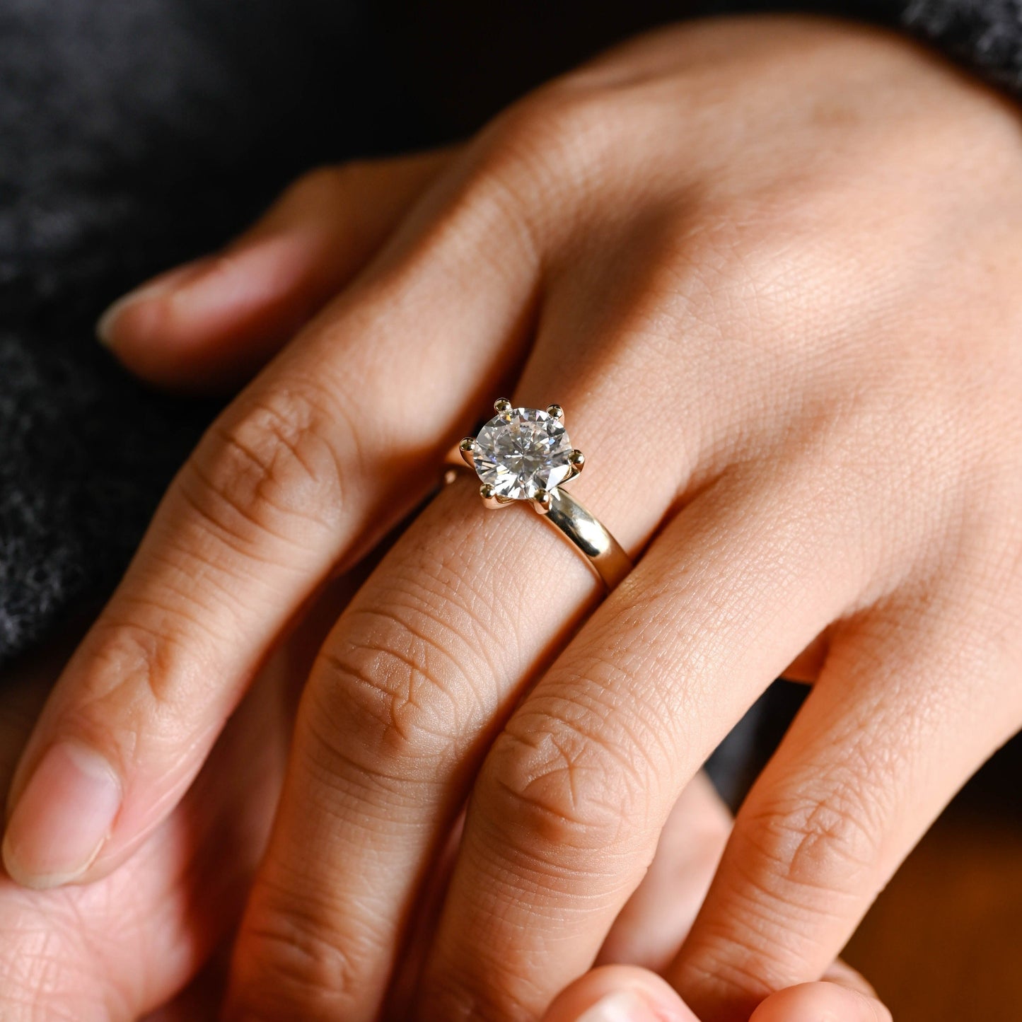 CausYou round cut moissanite engagement ring Solid Gold 3.5mm Width Round Cut Moissanite Engagement Ring, Solitaire Ring