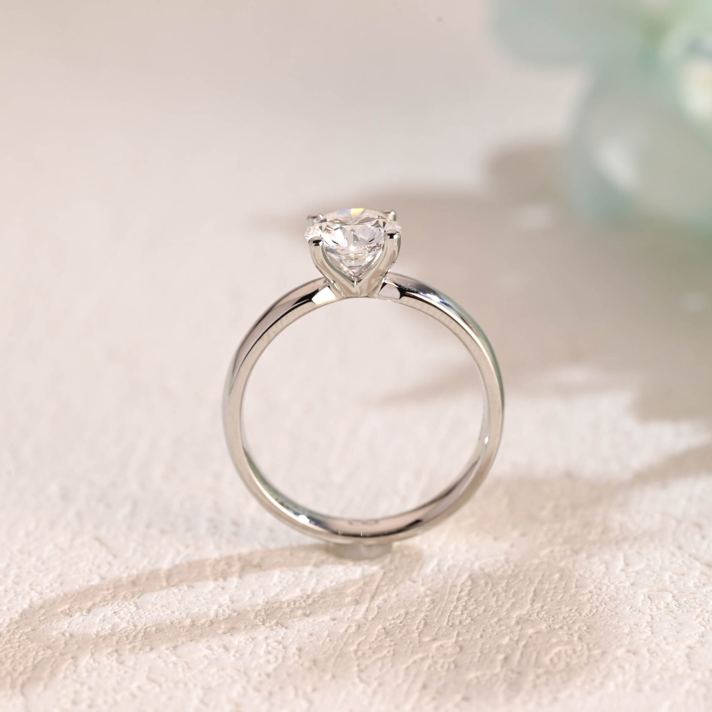 CausYou round cut moissanite engagement ring Solid Gold 3.5mm Width Round Cut Moissanite Engagement Ring, Solitaire Ring