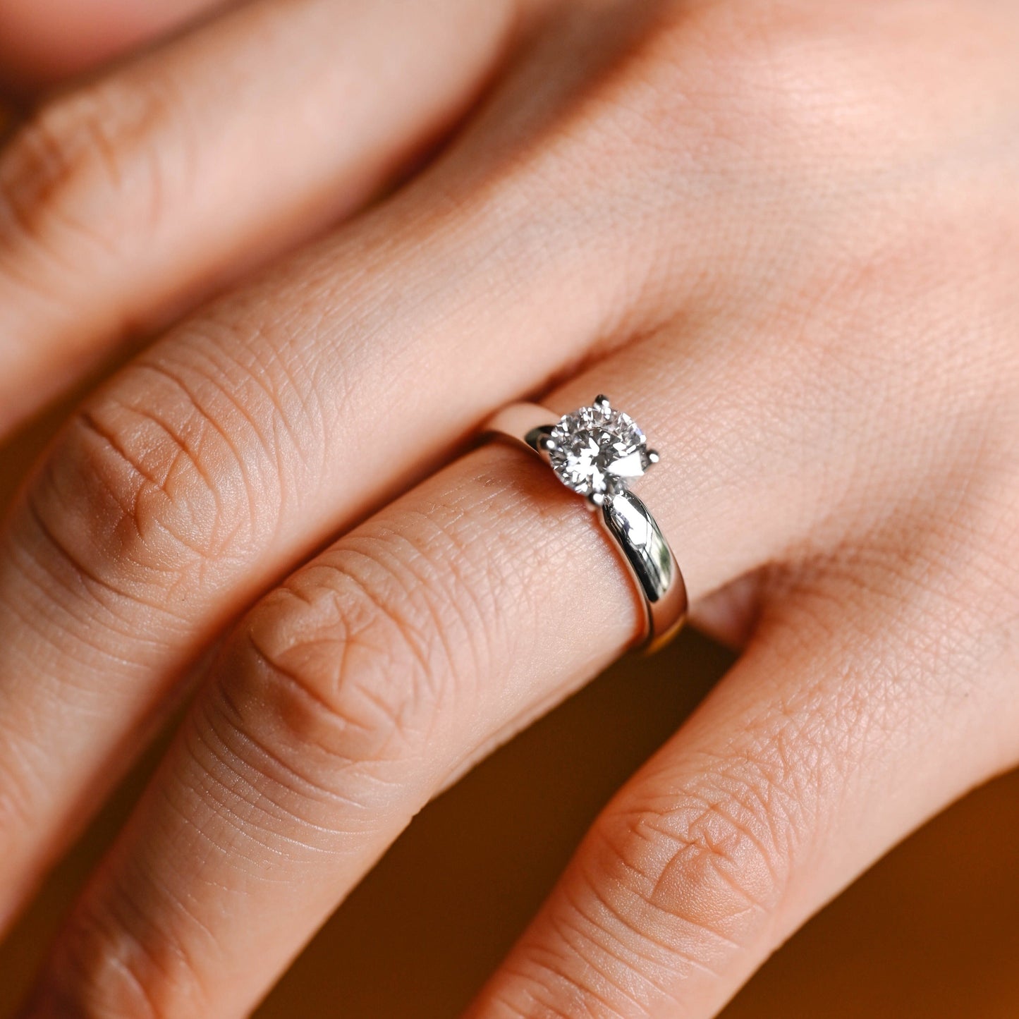 CausYou round cut moissanite engagement ring Solid Gold 3.5mm Width Round Cut Moissanite Engagement Ring, Solitaire Ring