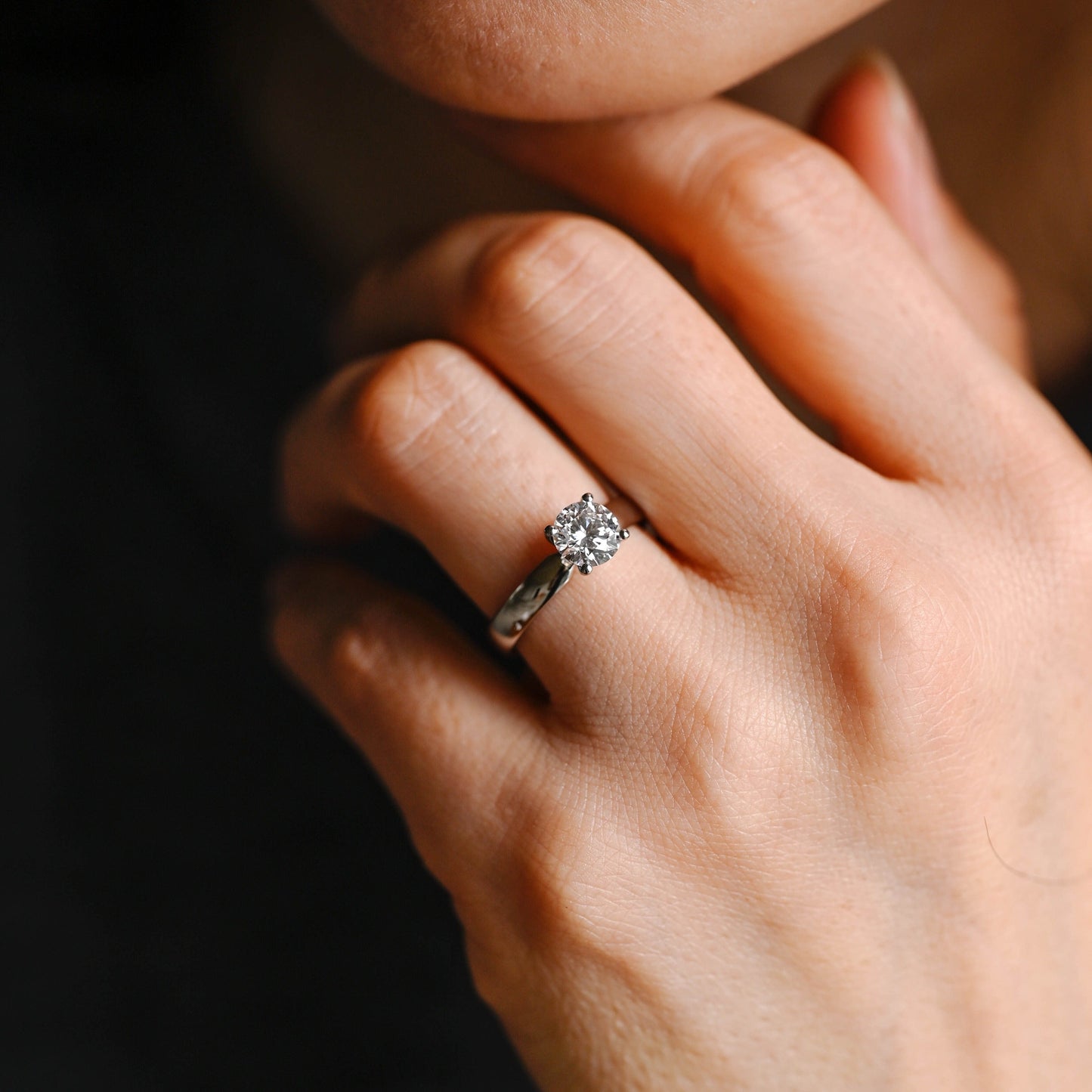 CausYou round cut moissanite engagement ring Solid Gold 3.5mm Width Round Cut Moissanite Engagement Ring, Solitaire Ring