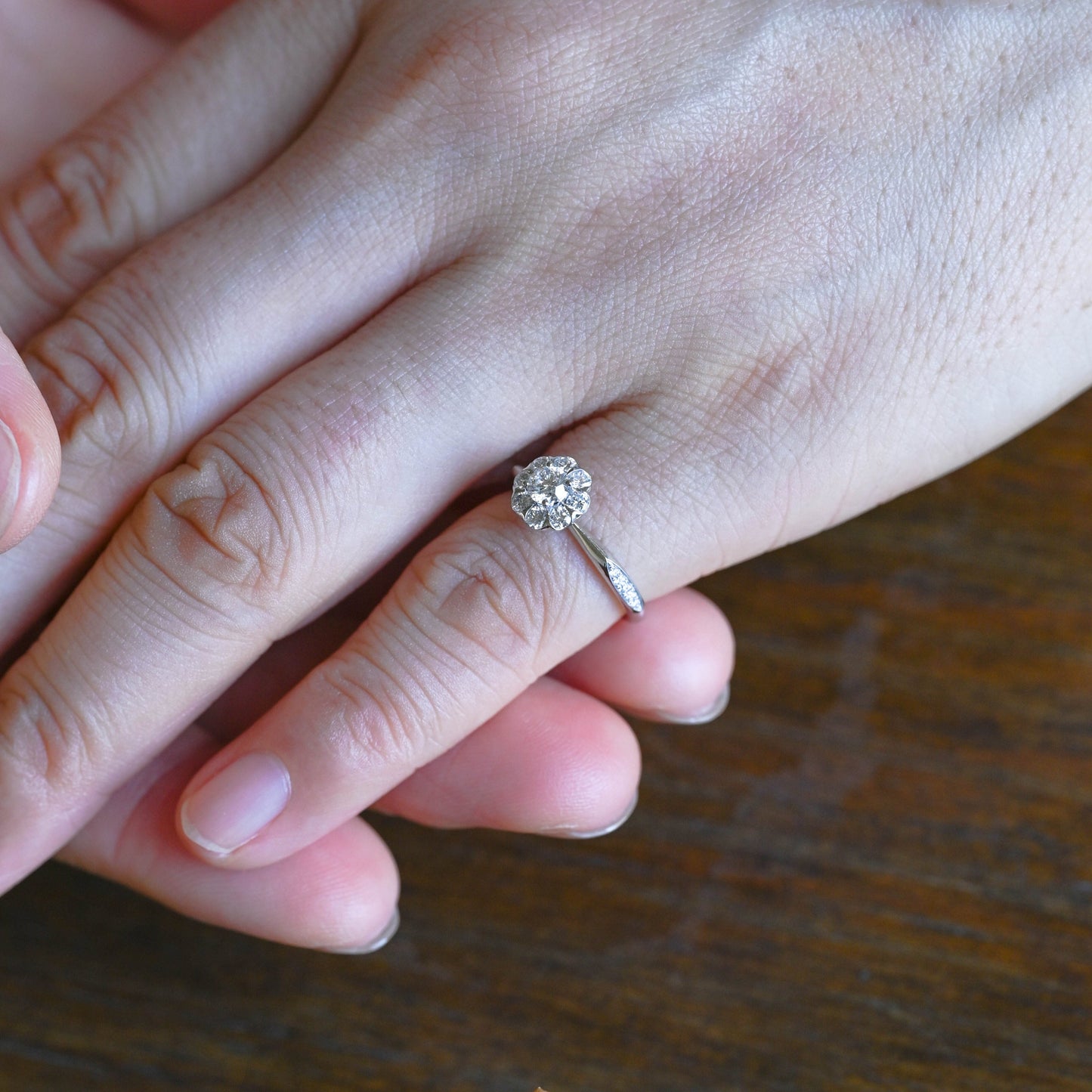 CausYou round cut moissanite engagement ring Solid Gold Cluster Round Cut Moissanite Engagement Ring
