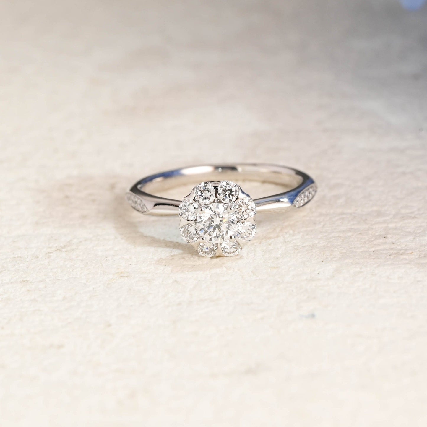CausYou round cut moissanite engagement ring Solid Gold Cluster Round Cut Moissanite Engagement Ring