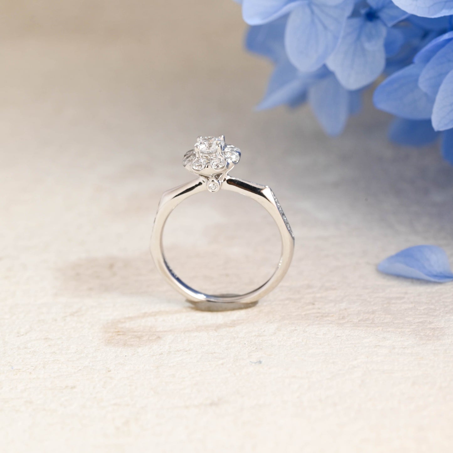 CausYou round cut moissanite engagement ring Solid Gold Cluster Round Cut Moissanite Engagement Ring