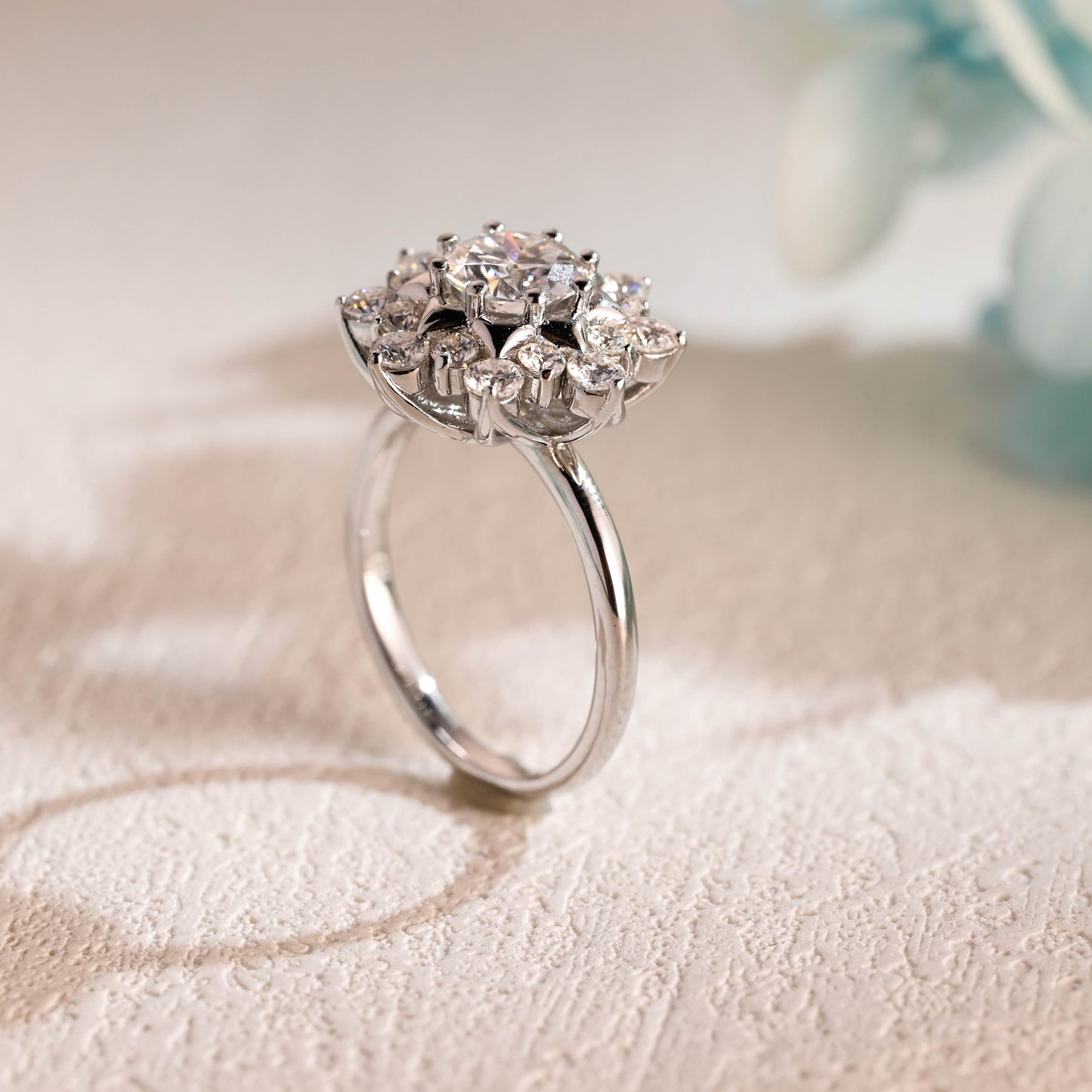 CausYou round cut moissanite engagement ring Solid Gold Floral Round Moissanite Engagement Ring, Promise Ring, Proposal Ring, Gift for Woman, Wife