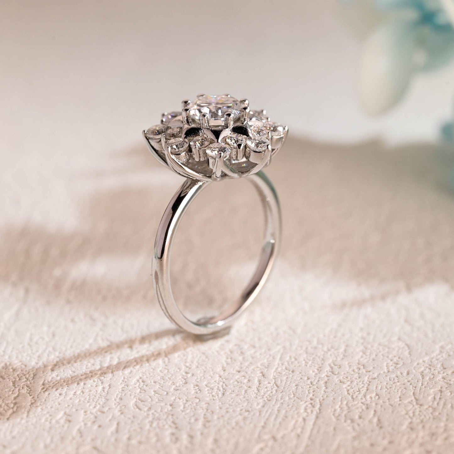 CausYou round cut moissanite engagement ring Solid Gold Floral Round Moissanite Engagement Ring, Promise Ring, Proposal Ring, Gift for Woman, Wife