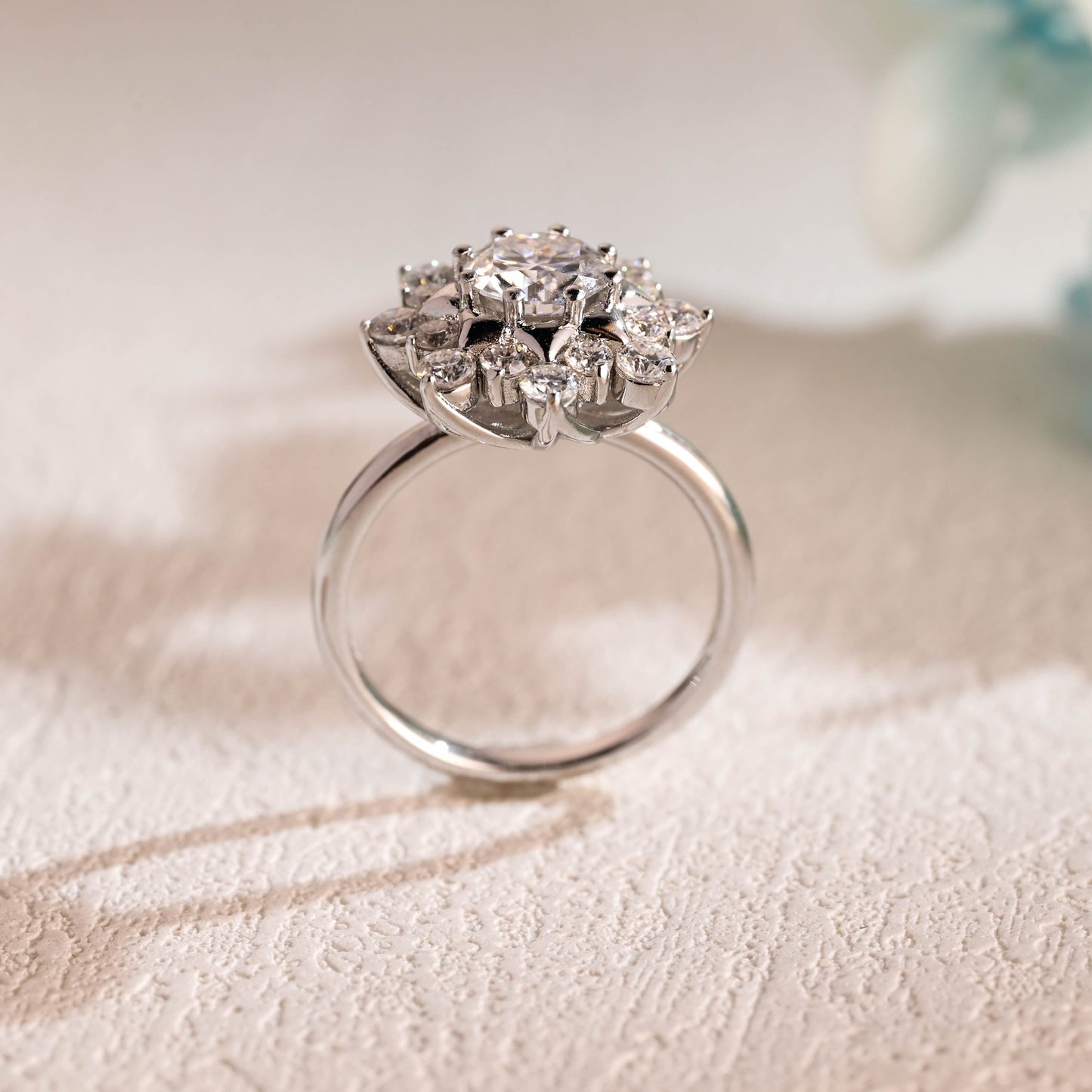 CausYou round cut moissanite engagement ring Solid Gold Floral Round Moissanite Engagement Ring, Promise Ring, Proposal Ring, Gift for Woman, Wife