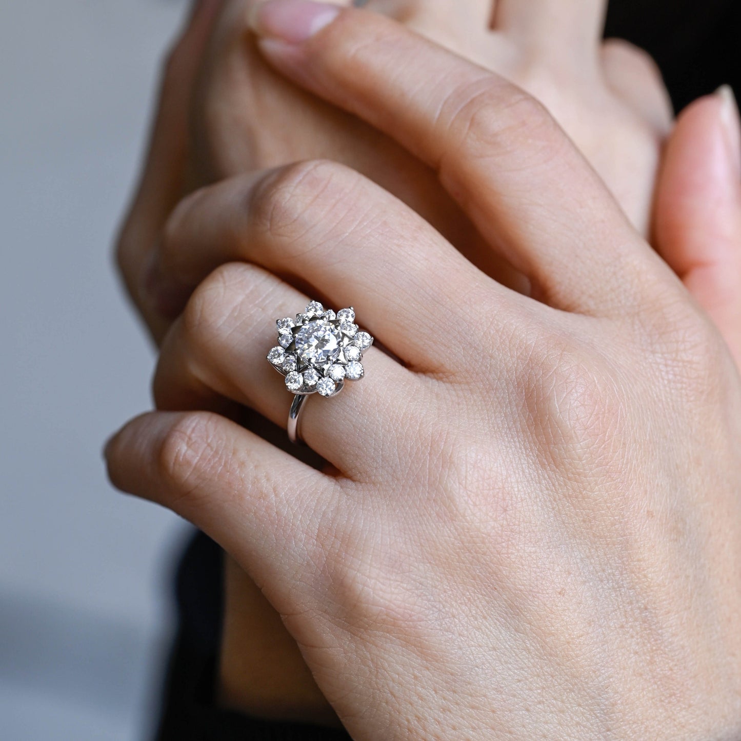 CausYou round cut moissanite engagement ring Solid Gold Floral Round Moissanite Engagement Ring, Promise Ring, Proposal Ring, Gift for Woman, Wife