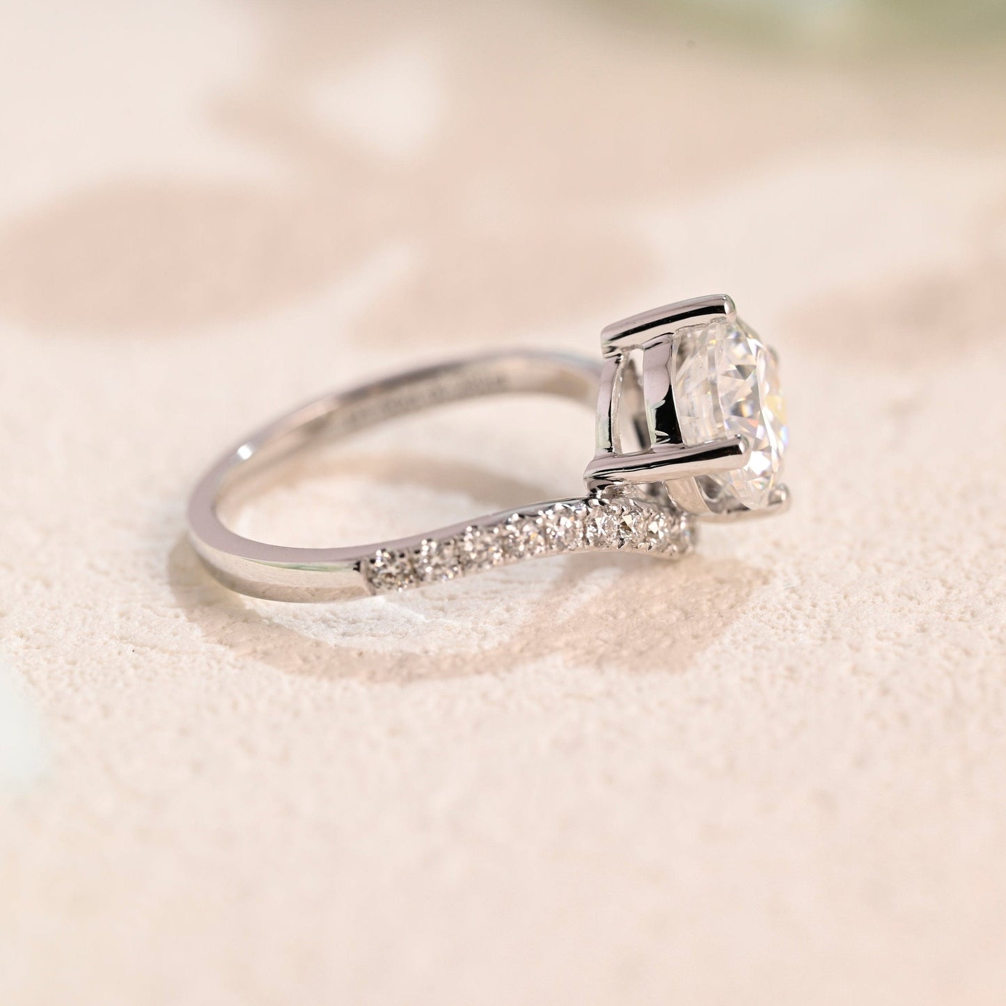 CausYou round cut moissanite engagement ring Solid Gold Half Eternity Round Cut Moissanite Engagement Ring