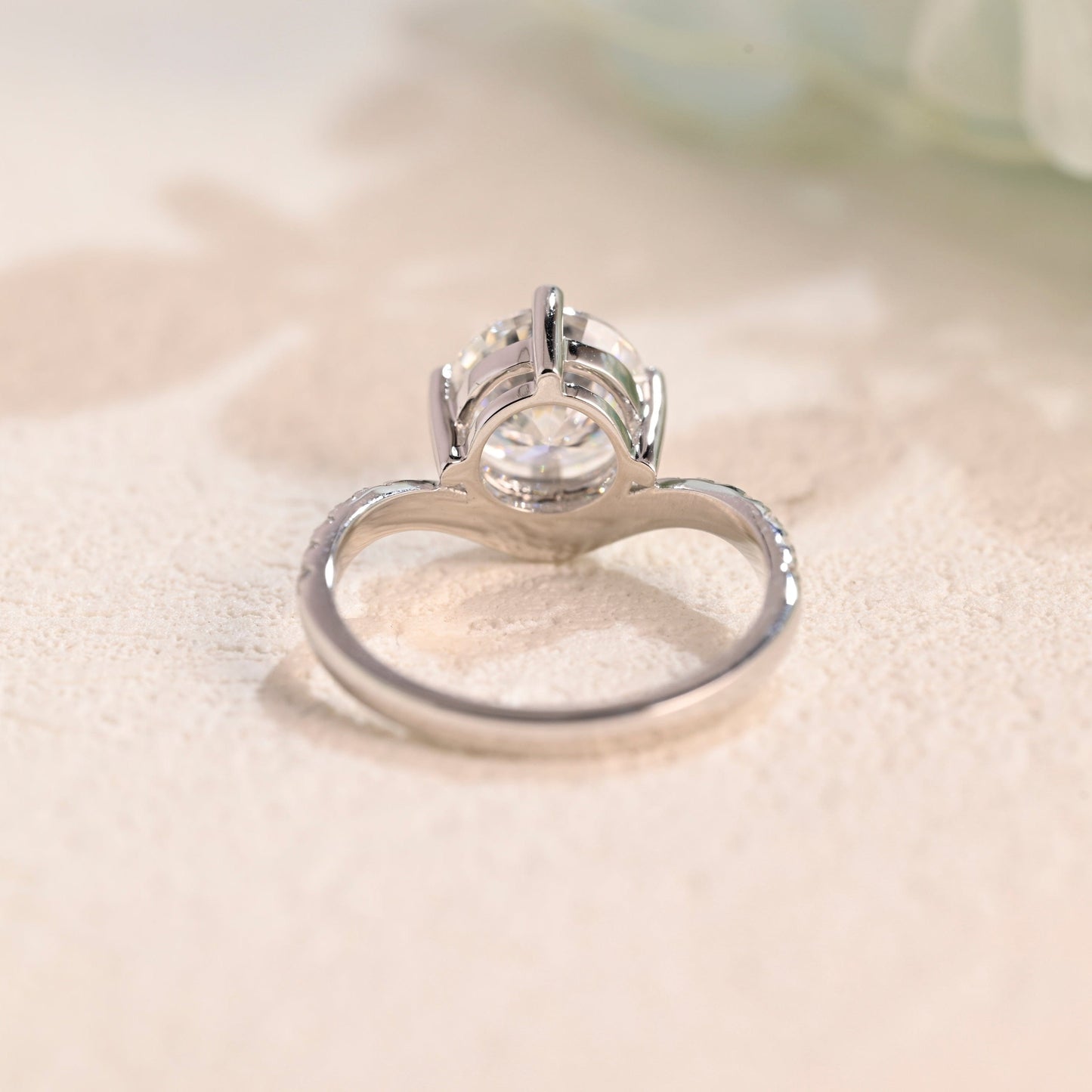CausYou round cut moissanite engagement ring Solid Gold Half Eternity Round Cut Moissanite Engagement Ring