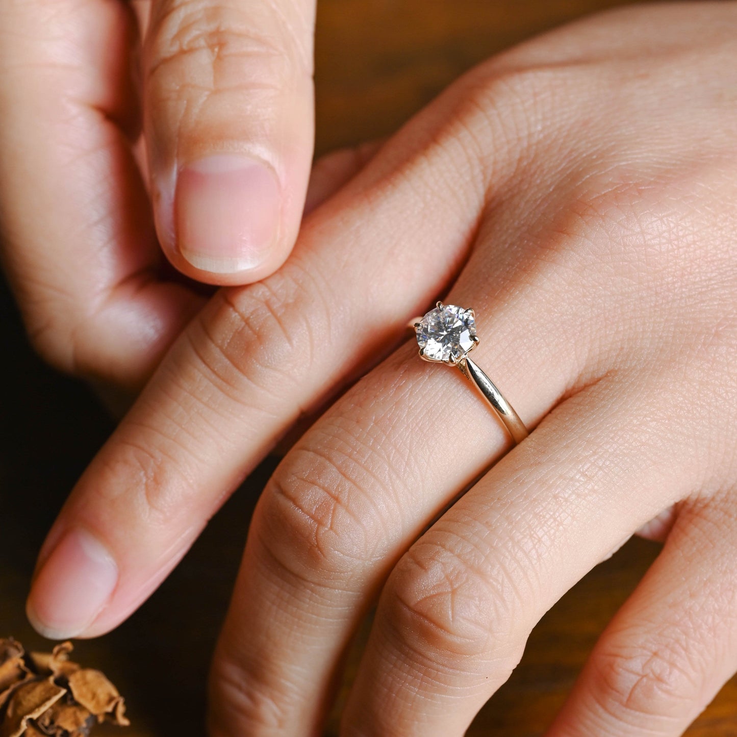 CausYou round cut moissanite engagement ring Solid Gold Hidden Halo Round Cut Moissanite Engagement Ring
