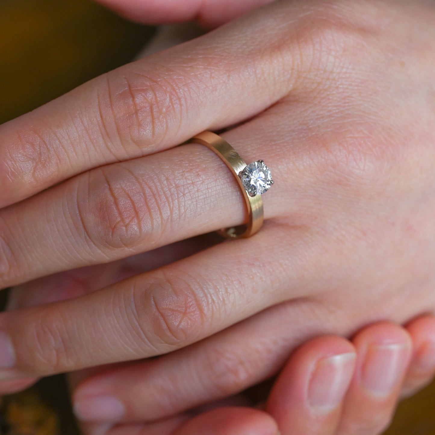 CausYou round cut moissanite engagement ring Solid Gold Round Cut Moissanite Engagement Ring