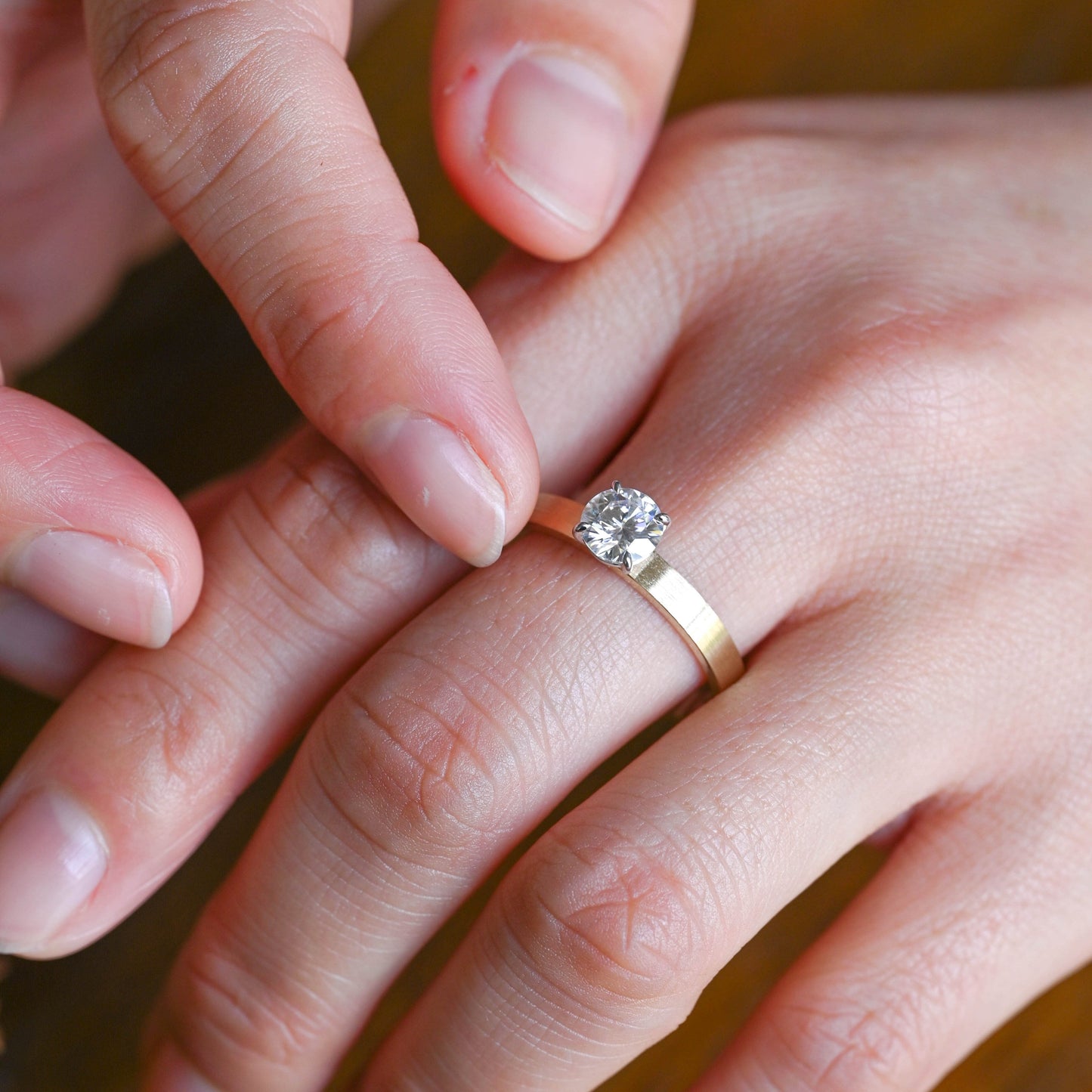 CausYou round cut moissanite engagement ring Solid Gold Round Cut Moissanite Engagement Ring