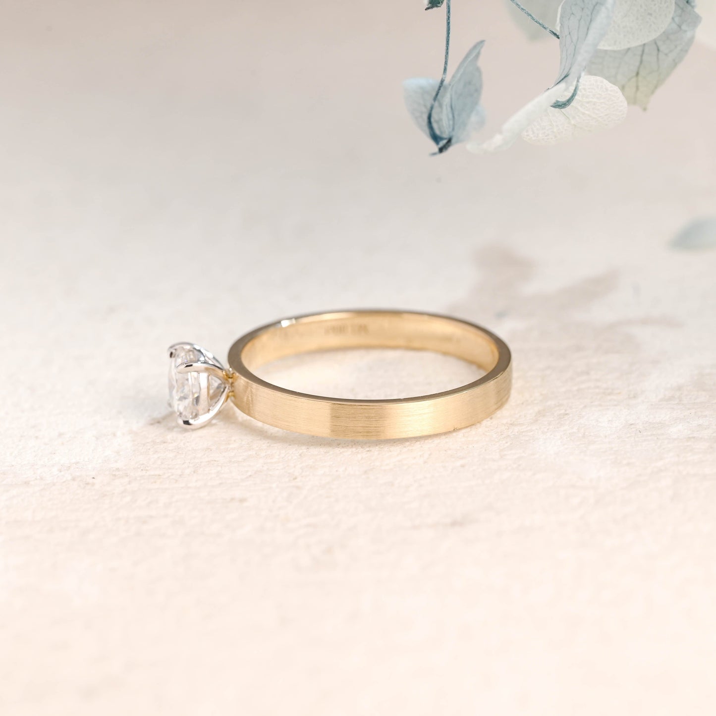 CausYou round cut moissanite engagement ring Solid Gold Round Cut Moissanite Engagement Ring