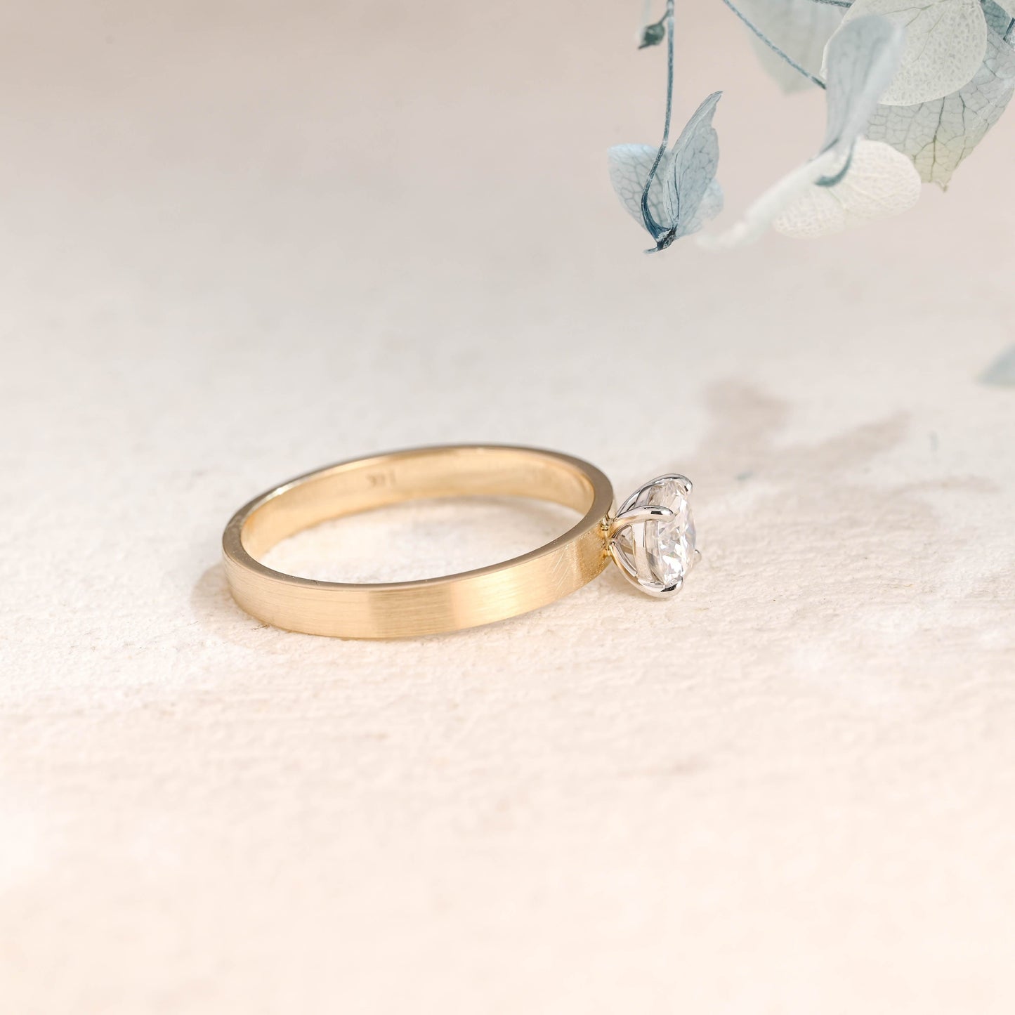CausYou round cut moissanite engagement ring Solid Gold Round Cut Moissanite Engagement Ring
