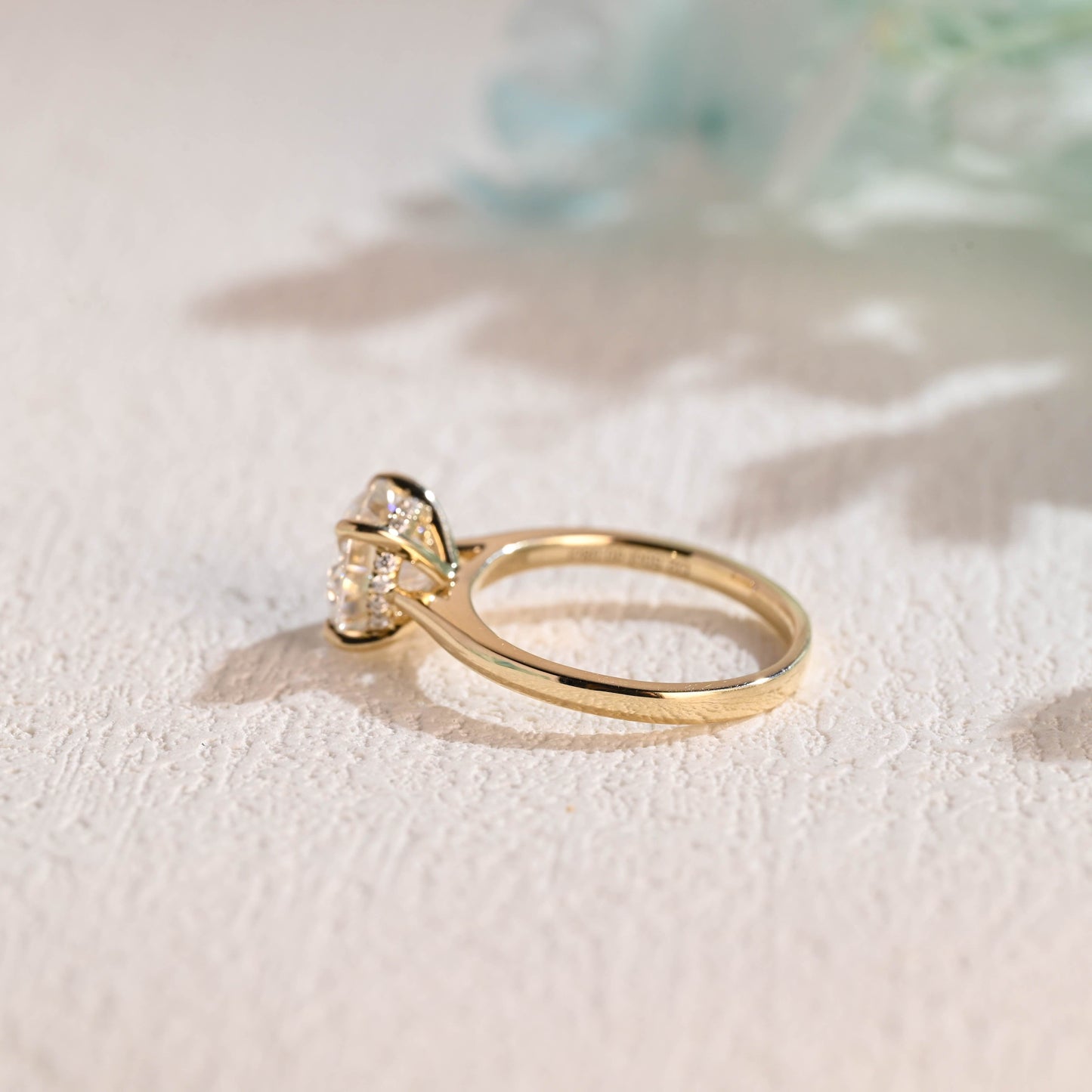 CausYou round cut moissanite engagement ring Solid Gold Round Cut Moissanite Engagement Ring Hidden Halo, Cathedral Ring