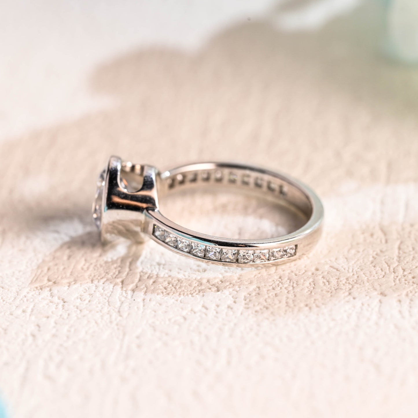CausYou round cut moissanite engagement ring Solid Gold Round Cut Moissanite Engagement Ring, Paved Promise Ring