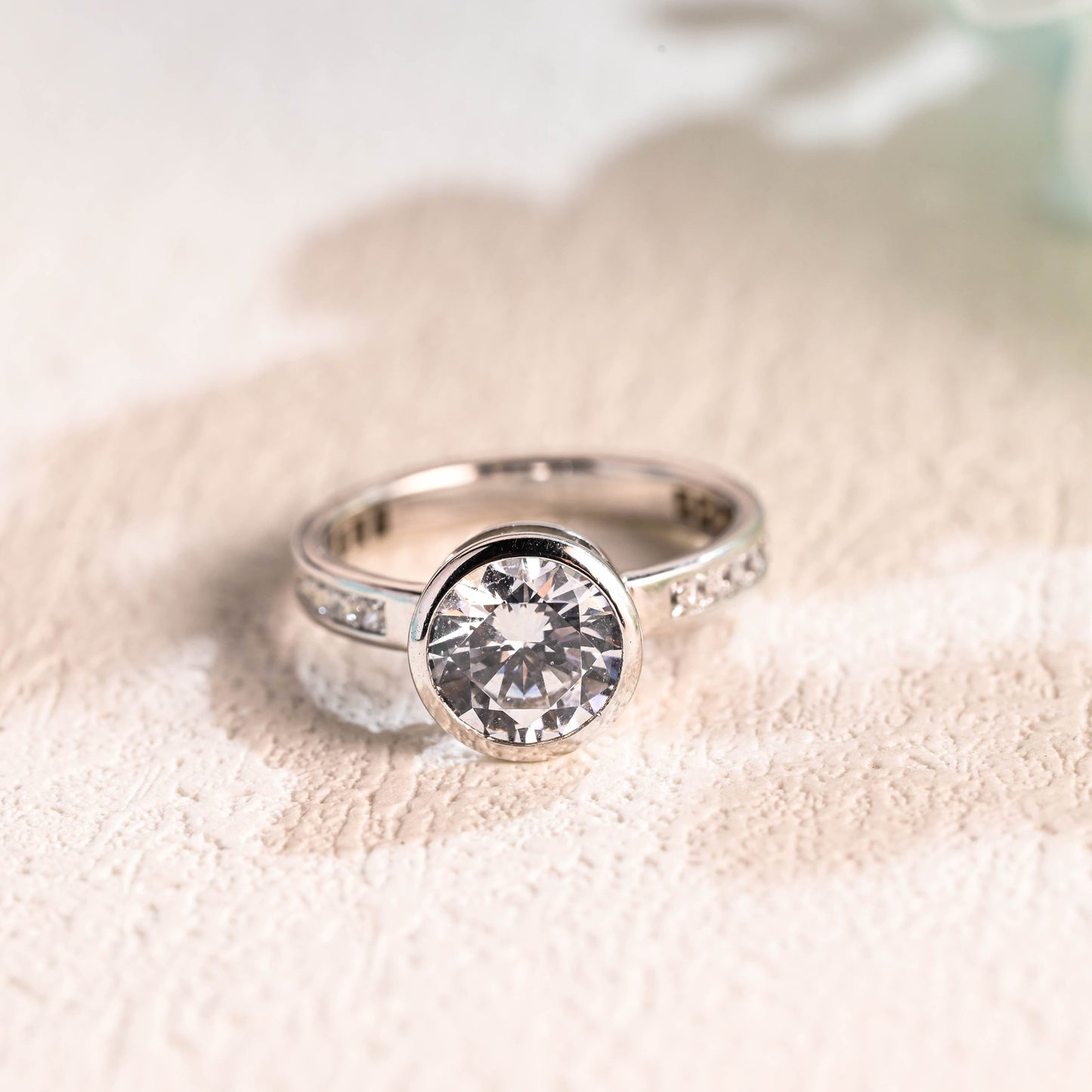 CausYou round cut moissanite engagement ring Solid Gold Round Cut Moissanite Engagement Ring, Paved Promise Ring