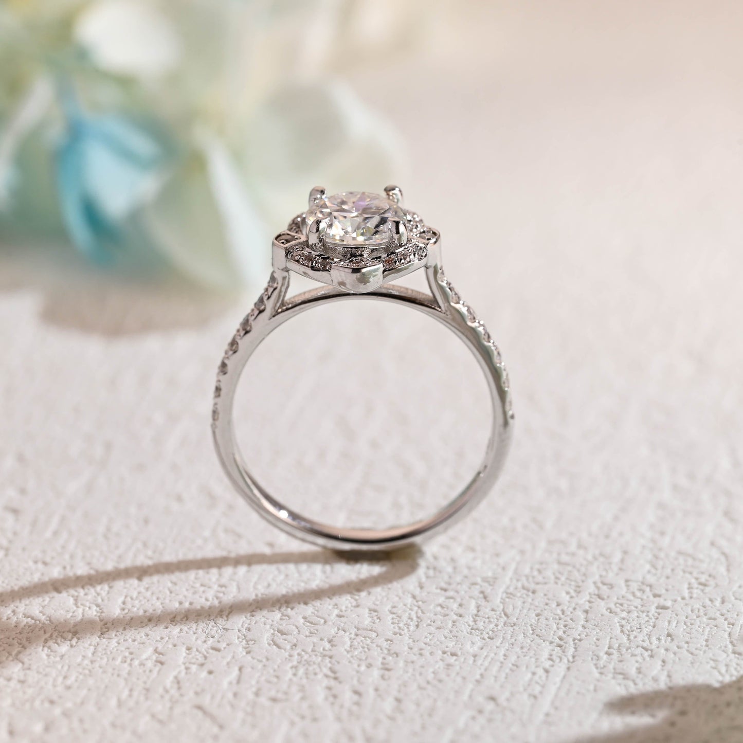 CausYou round cut moissanite engagement ring Solid Gold Round Cut Moissanite Engagement Ring, Promise Ring, Proposal Ring, Gift for Woman, Wife