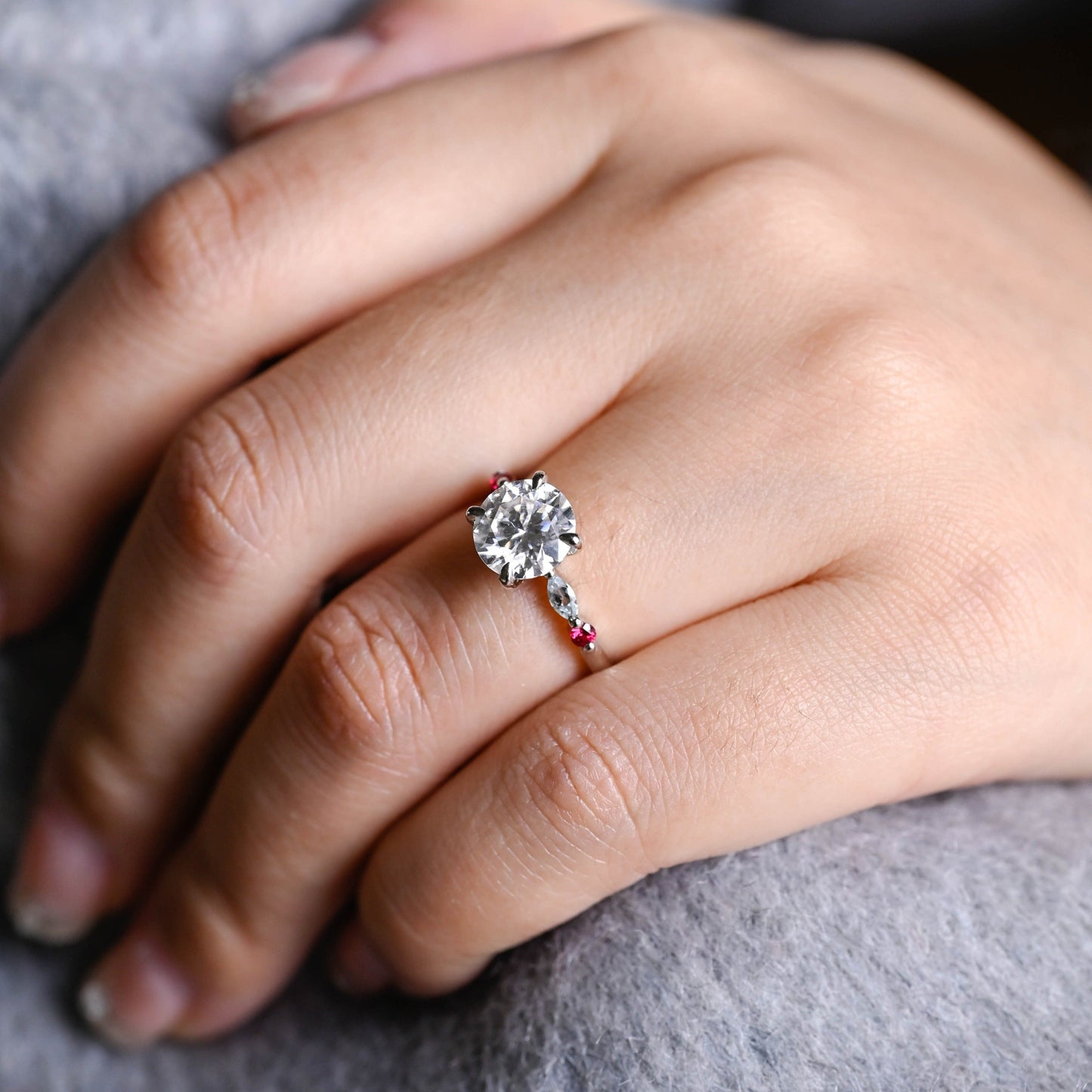 CausYou round cut moissanite engagement ring Solid Gold Round Cut Moissanite Engagement Ring, Promise Ring, Proposal Ring, Gift for Women Wife