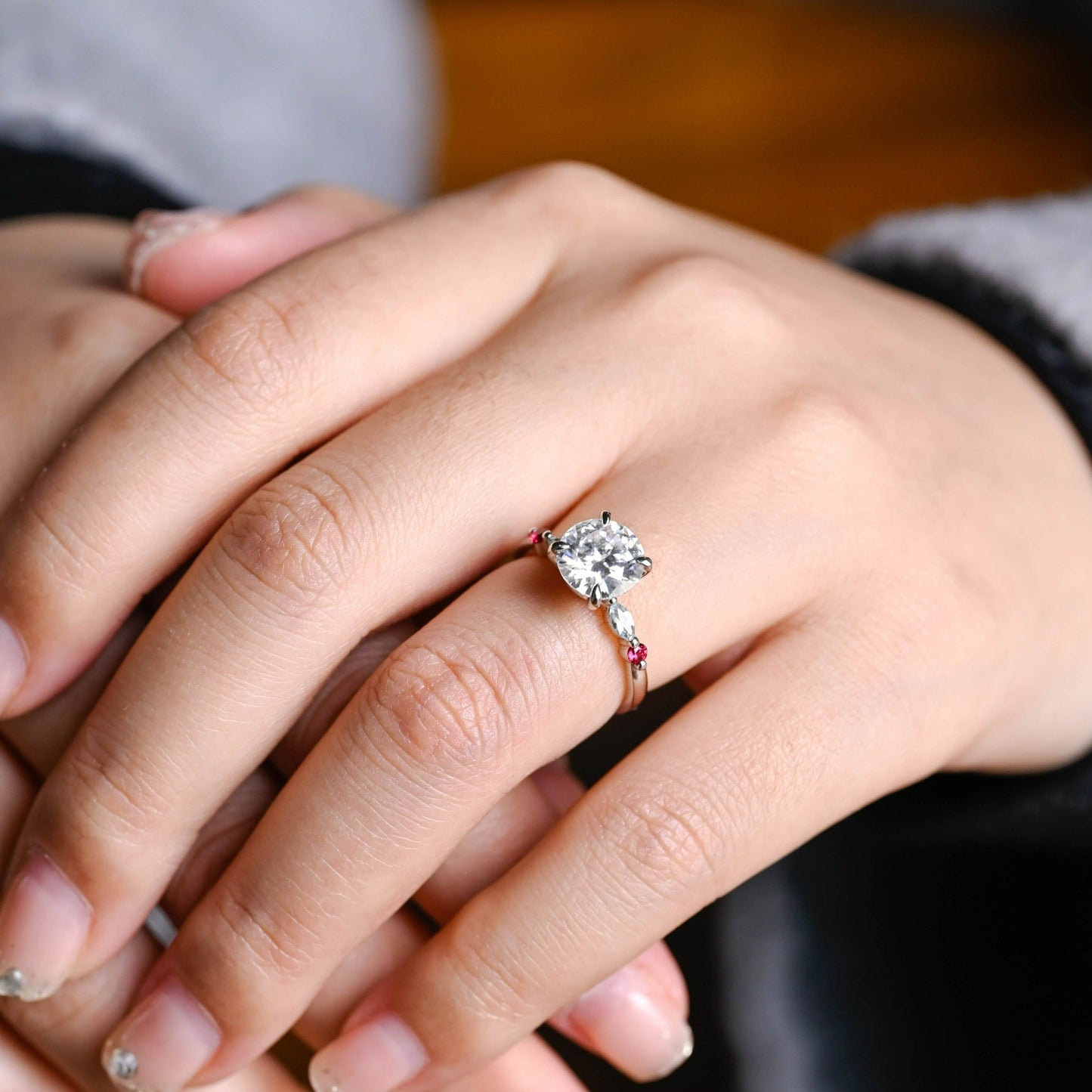 CausYou round cut moissanite engagement ring Solid Gold Round Cut Moissanite Engagement Ring, Promise Ring, Proposal Ring, Gift for Women Wife