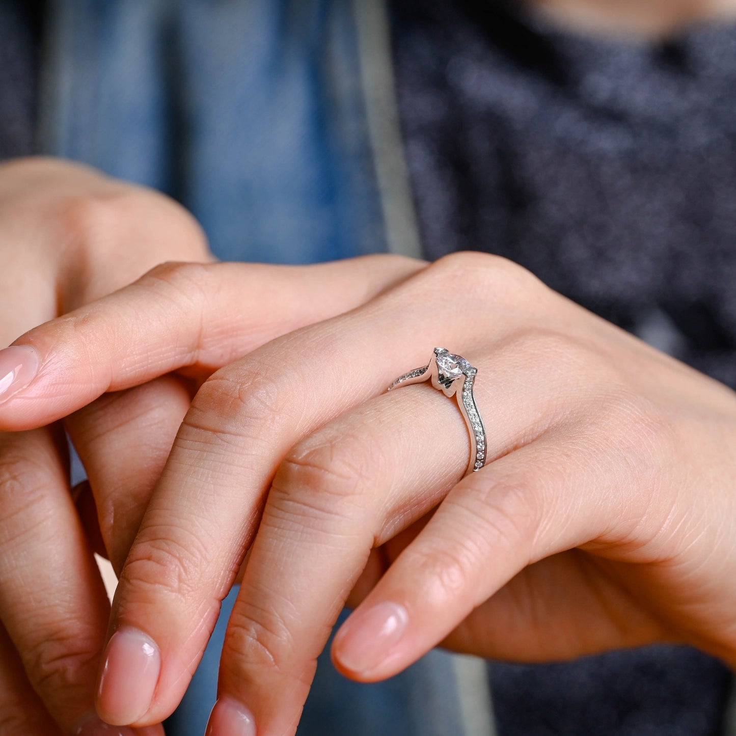 CausYou round cut moissanite engagement ring Solid Gold Round Cut Moissanite Engagement Ring, Promise Ring, Proposal Ring, Gift for Women Wife