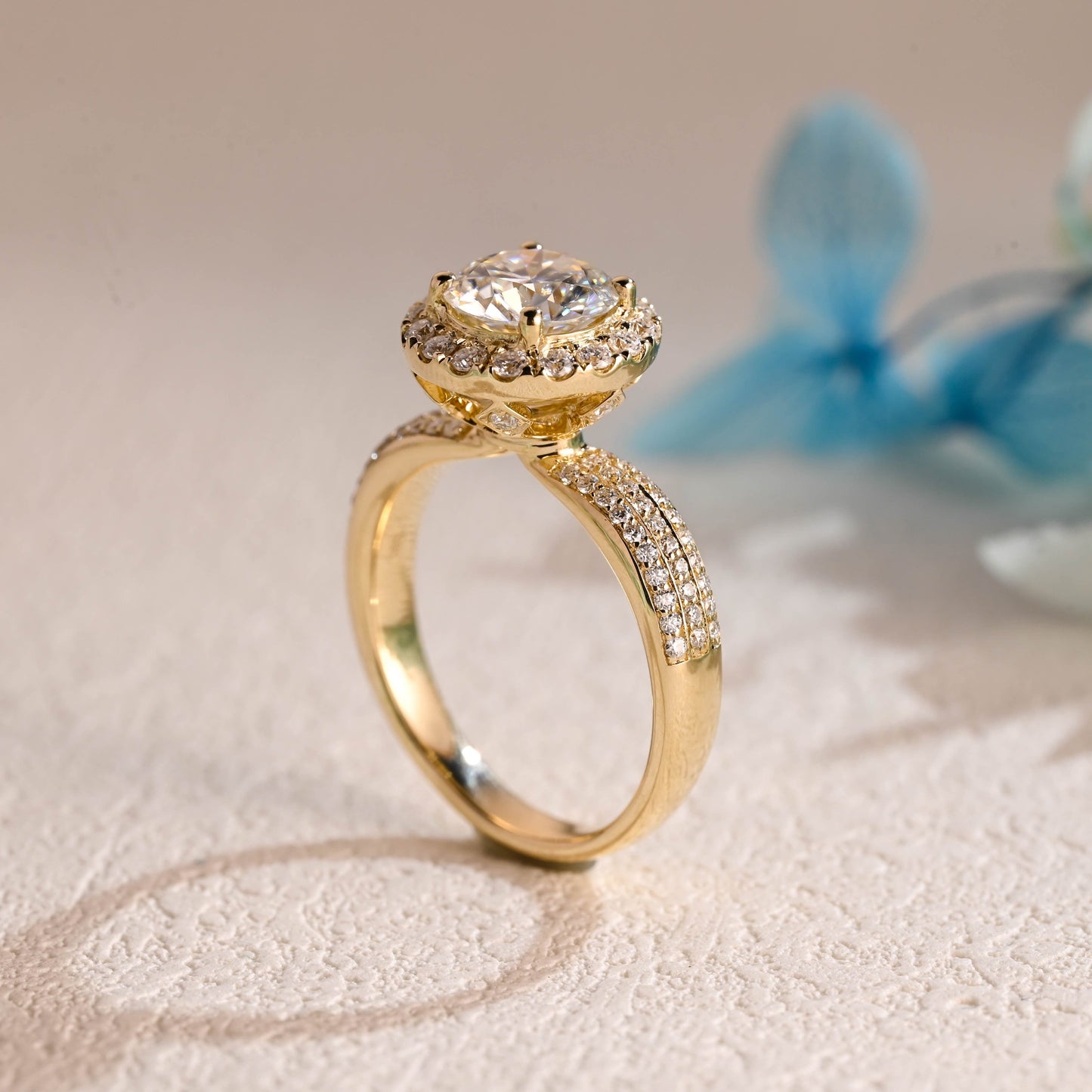CausYou round cut moissanite engagement ring Solid Gold Round Cut Moissanite Engagement Ring, Proposal Ring, Vintage Wedding Ring for Women, Wife