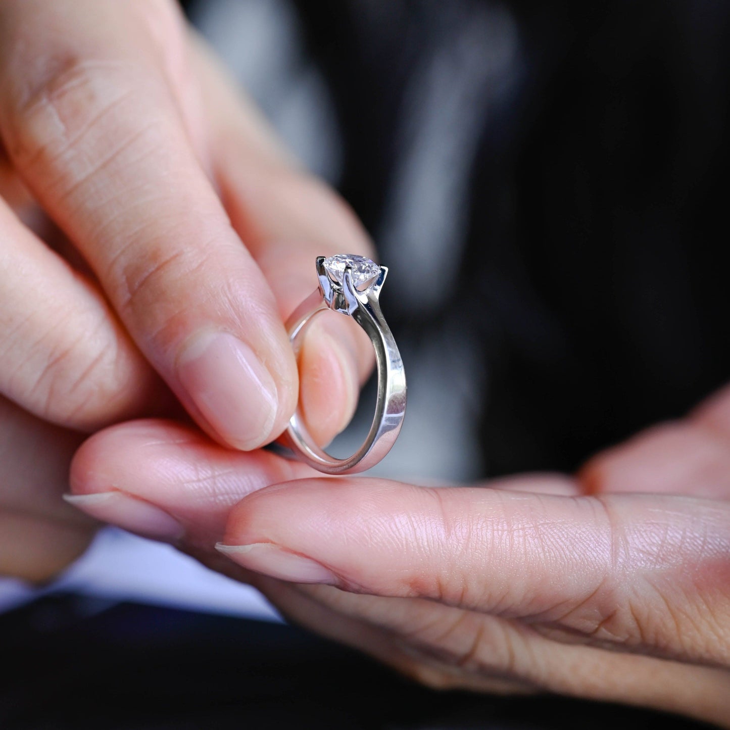 CausYou round cut moissanite engagement ring Solid Gold Round Cut Moissanite Engagement Ring, Solitaire Promise Ring, Bridal Ring, Gift for Women