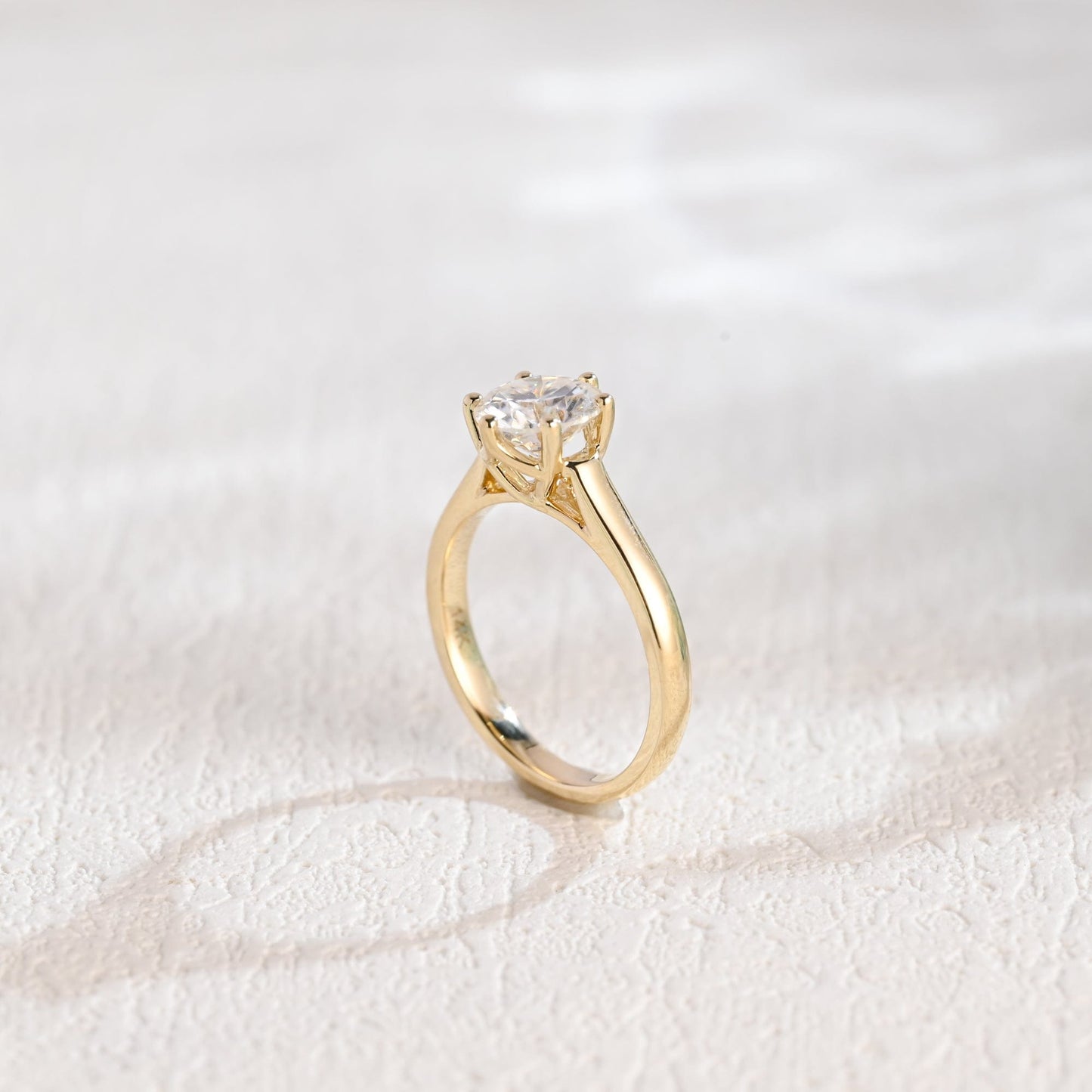 CausYou round cut moissanite engagement ring Solid Gold Round Cut Moissanite Engagement Ring, Solitaire Promise Ring, Proposal Ring, Gift for Woman, Wife