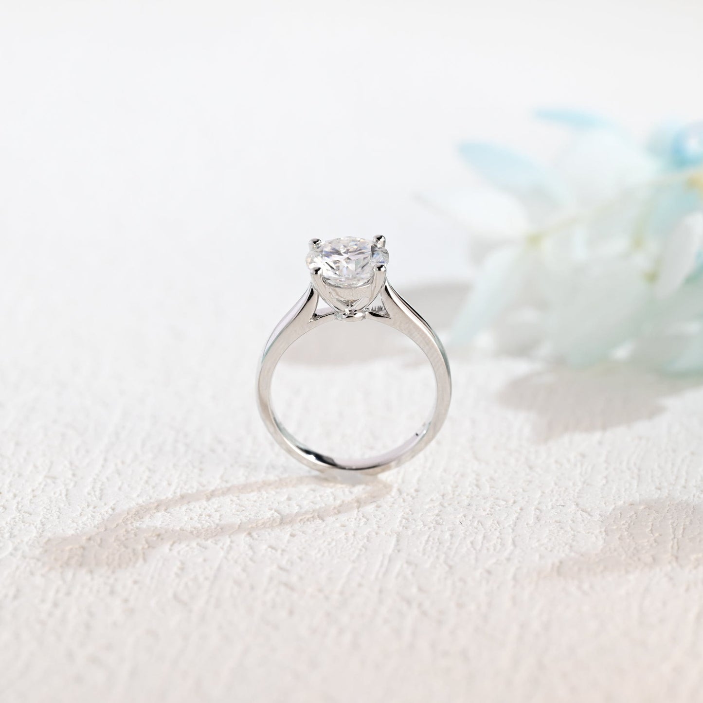 CausYou round cut moissanite engagement ring Solid Gold Round Cut Moissanite Engagement Ring, Solitaire Promise Ring, Wedding Ring, Gift for Women, Wife