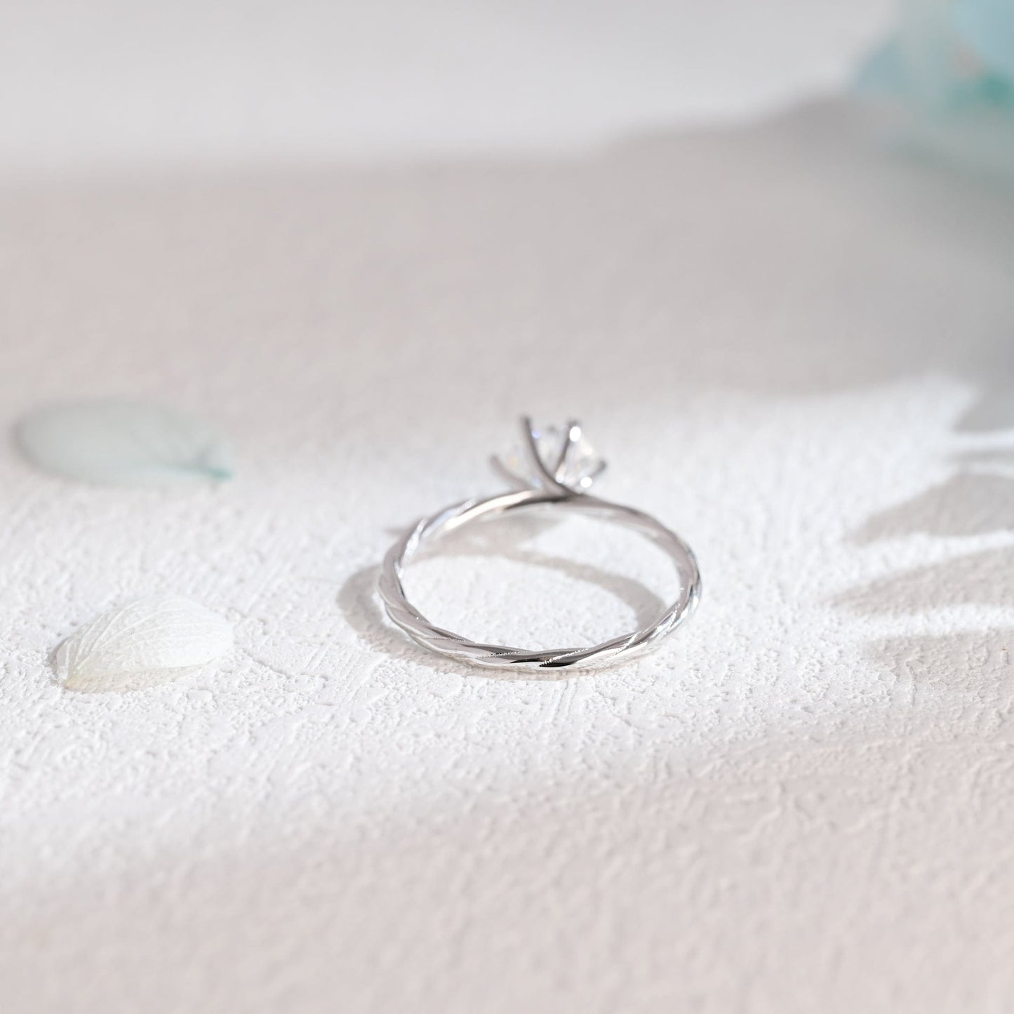 CausYou round cut moissanite engagement ring Solid Gold Round Cut Moissanite Engagement Ring, Solitaire Ring