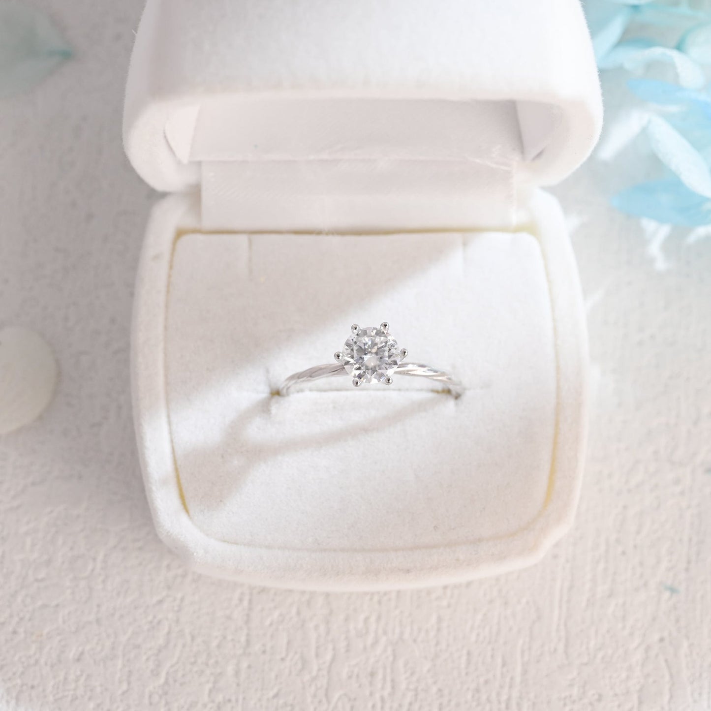 CausYou round cut moissanite engagement ring Solid Gold Round Cut Moissanite Engagement Ring, Solitaire Ring