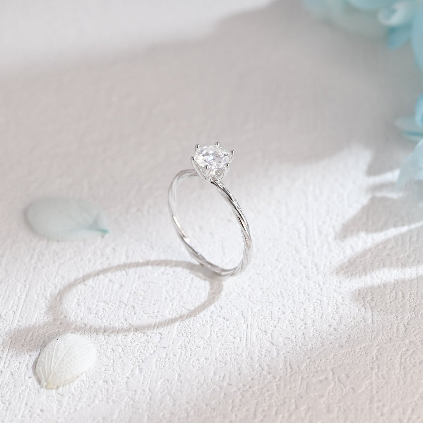 CausYou round cut moissanite engagement ring Solid Gold Round Cut Moissanite Engagement Ring, Solitaire Ring