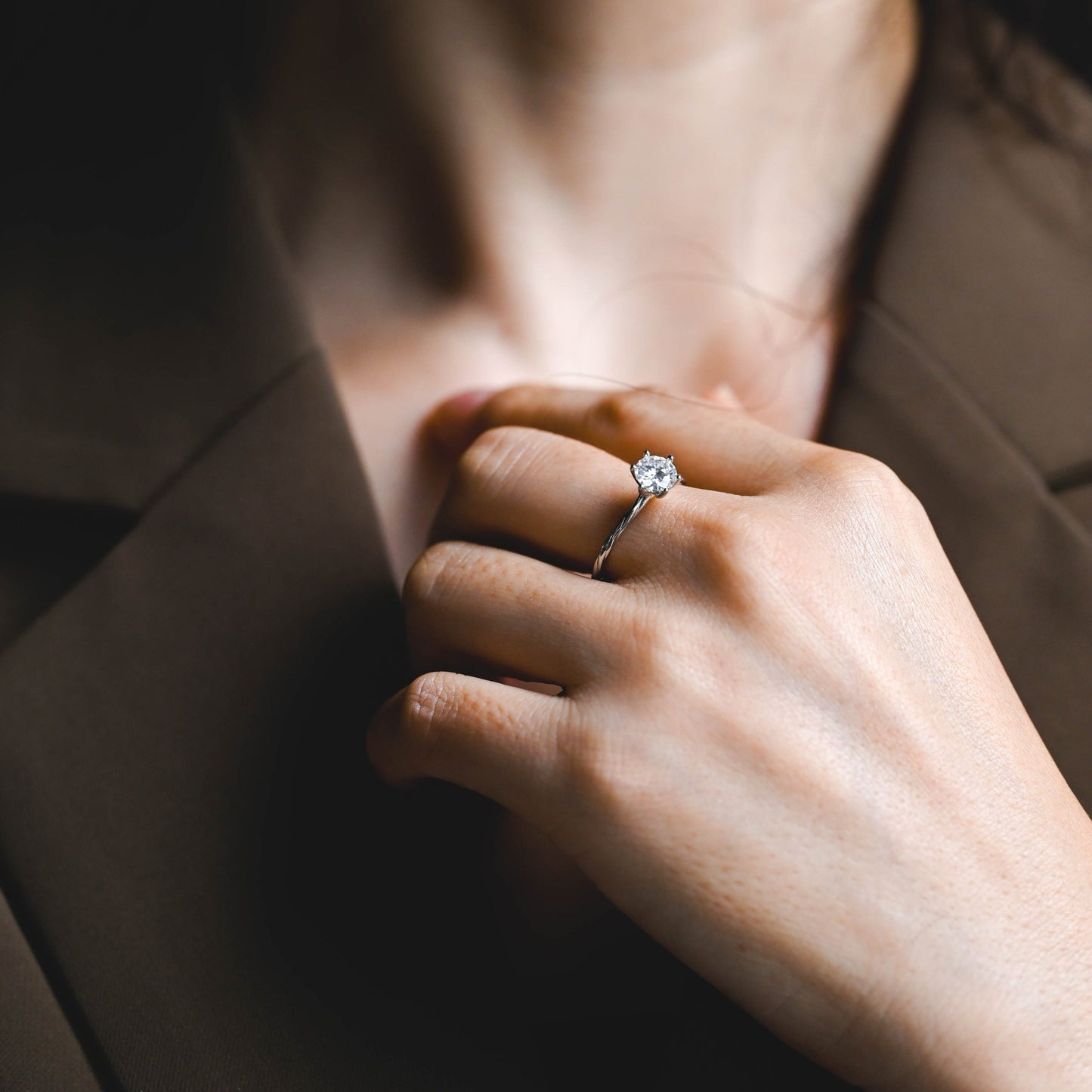 CausYou round cut moissanite engagement ring Solid Gold Round Cut Moissanite Engagement Ring, Solitaire Ring