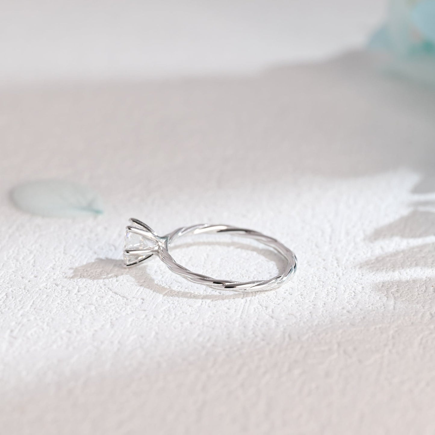 CausYou round cut moissanite engagement ring Solid Gold Round Cut Moissanite Engagement Ring, Solitaire Ring