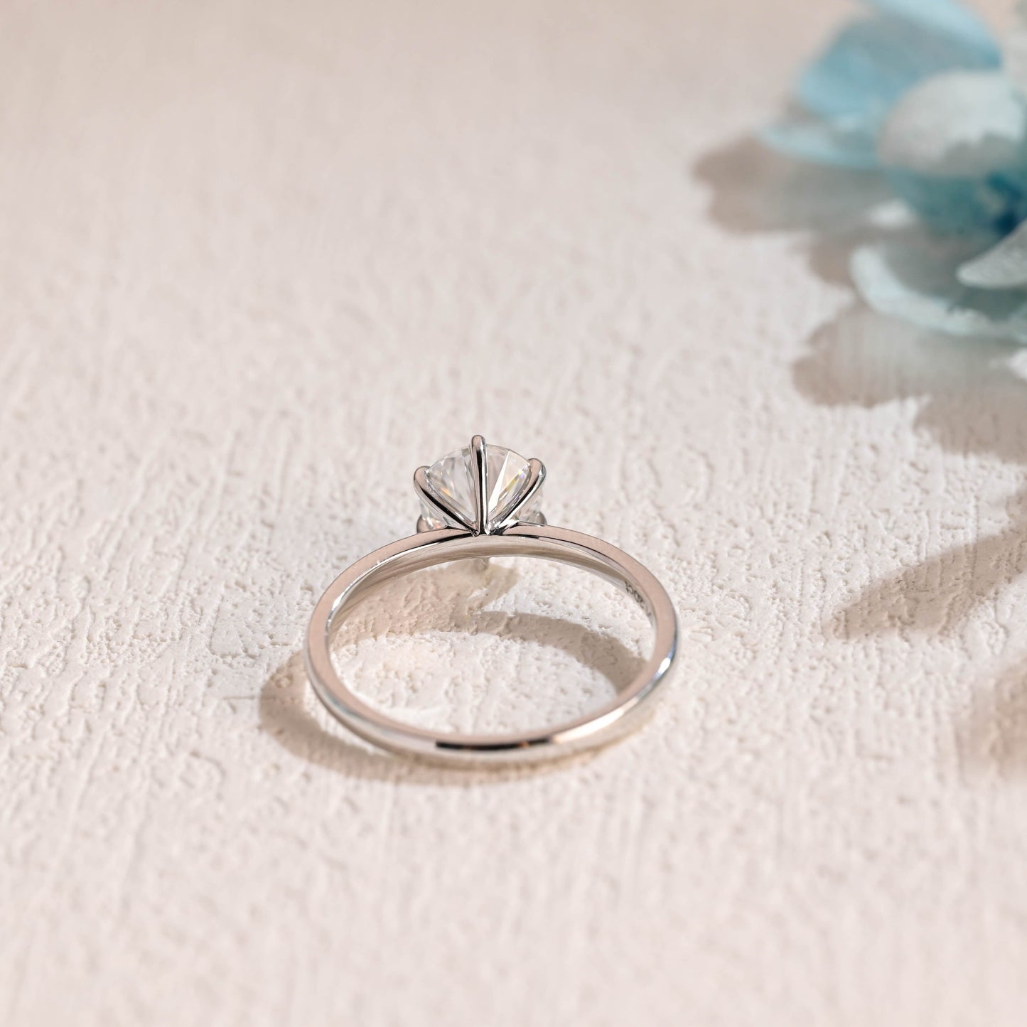 CausYou round cut moissanite engagement ring Solid Gold Round Cut Moissanite Engagement Ring, Solitaire Ring Low Seeting