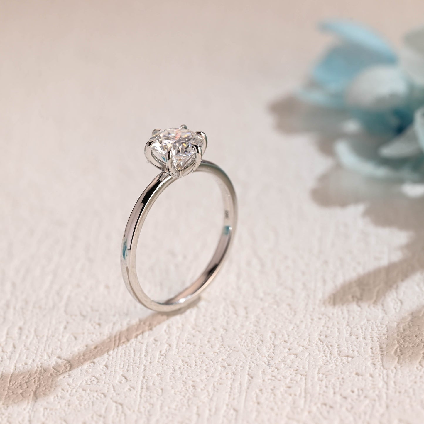 CausYou round cut moissanite engagement ring Solid Gold Round Cut Moissanite Engagement Ring, Solitaire Ring Low Seeting