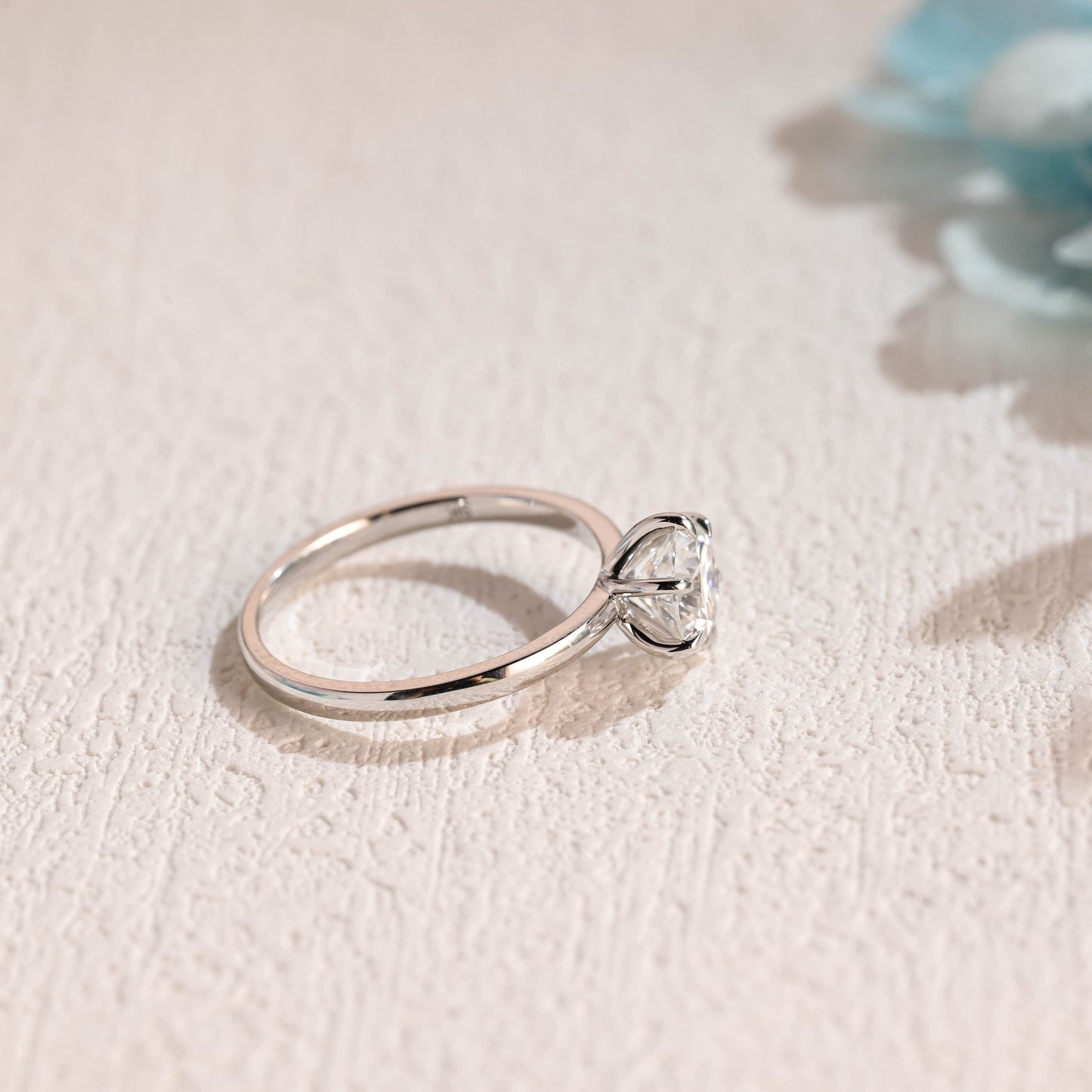 CausYou round cut moissanite engagement ring Solid Gold Round Cut Moissanite Engagement Ring, Solitaire Ring Low Seeting
