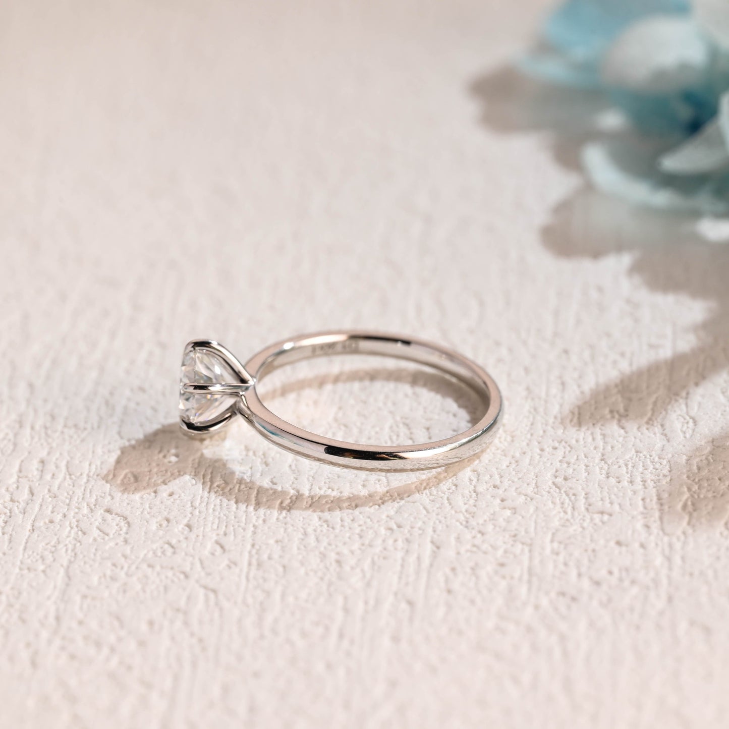 CausYou round cut moissanite engagement ring Solid Gold Round Cut Moissanite Engagement Ring, Solitaire Ring Low Seeting