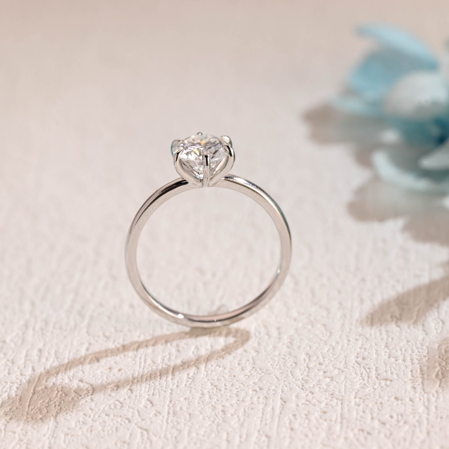 CausYou round cut moissanite engagement ring Solid Gold Round Cut Moissanite Engagement Ring, Solitaire Ring Low Seeting