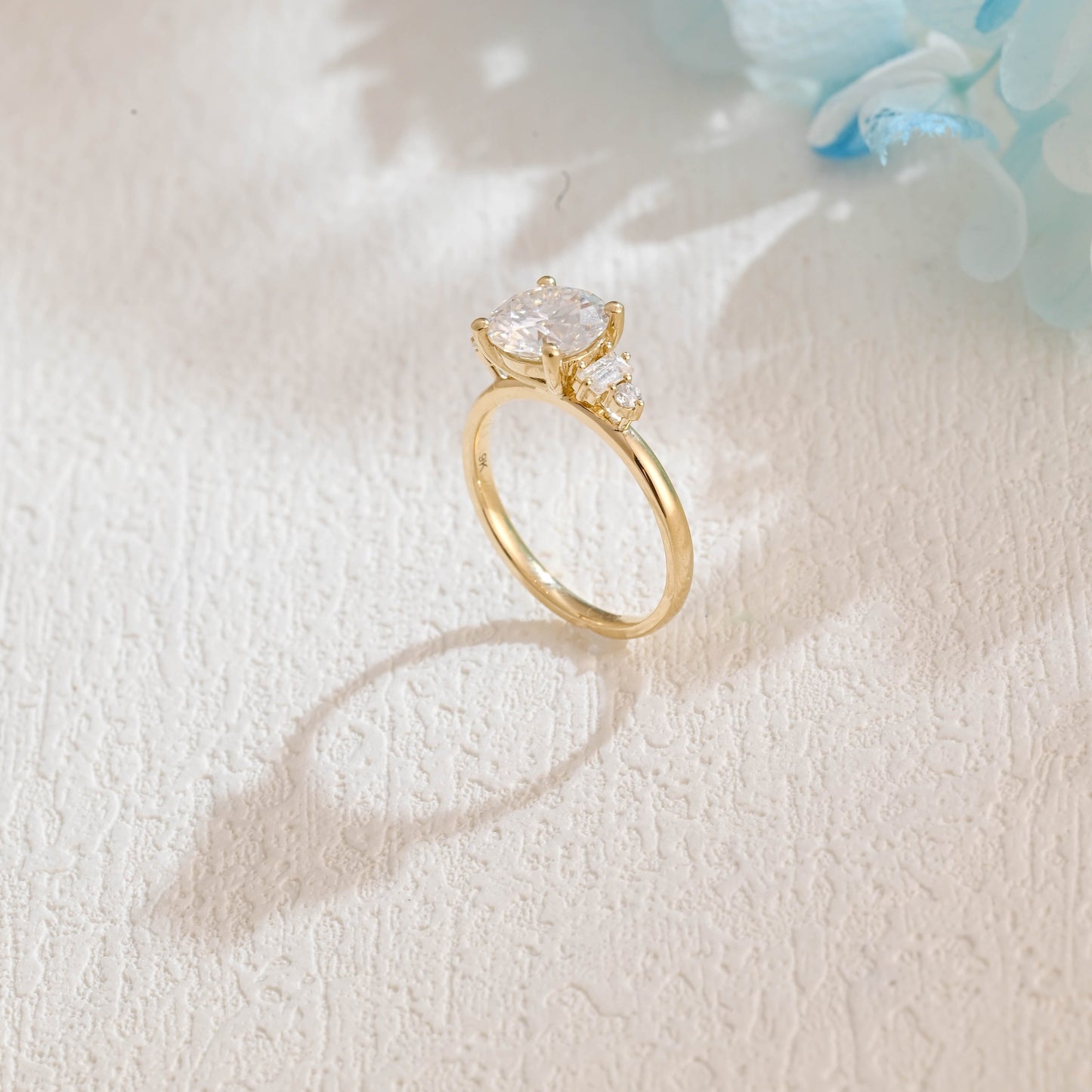 CausYou round cut moissanite engagement ring Solid Gold Round Cut Moissanite Engagement Ring, Wedding Ring, Promise Ring, Anniversary Gift for Women Wife