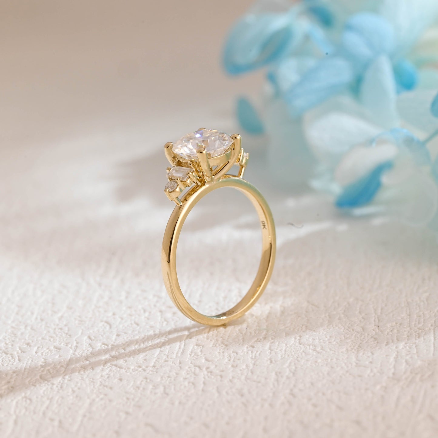CausYou round cut moissanite engagement ring Solid Gold Round Cut Moissanite Engagement Ring, Wedding Ring, Promise Ring, Anniversary Gift for Women Wife