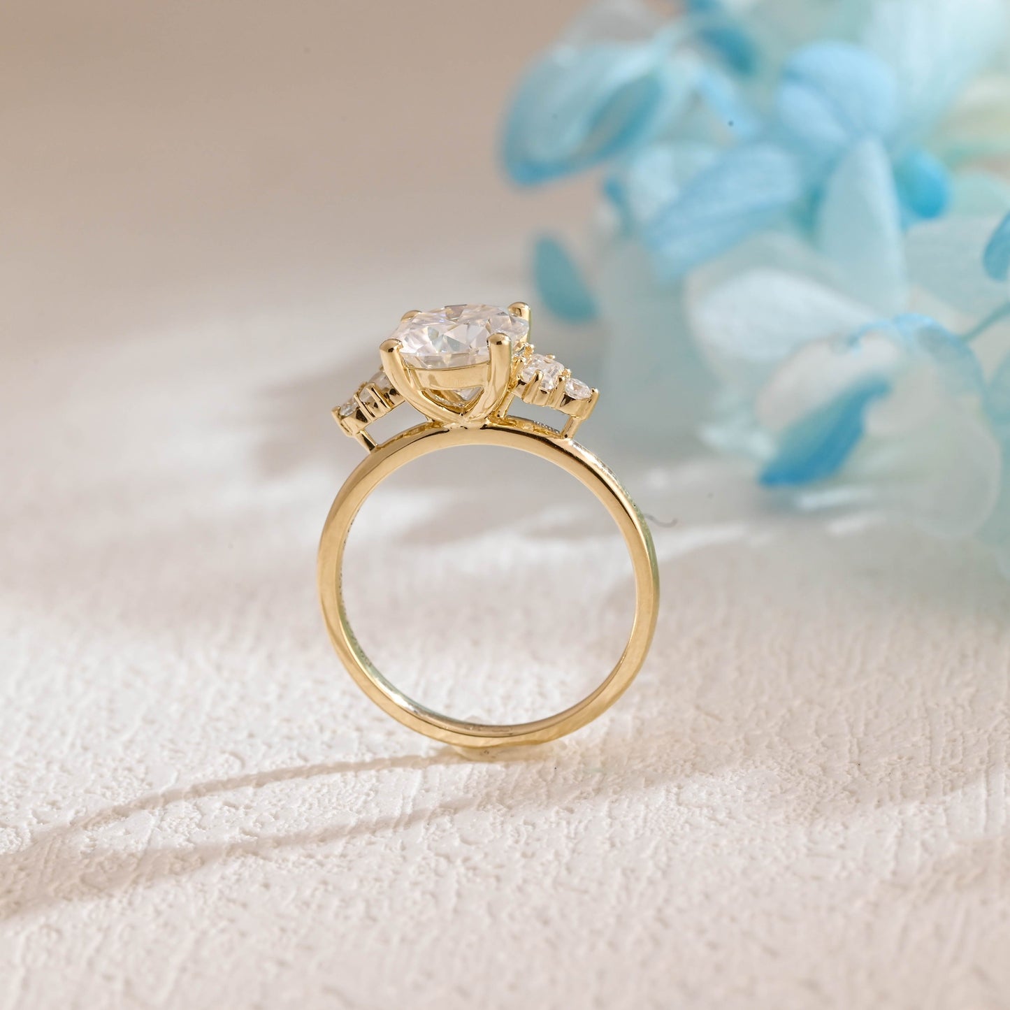 CausYou round cut moissanite engagement ring Solid Gold Round Cut Moissanite Engagement Ring, Wedding Ring, Promise Ring, Anniversary Gift for Women Wife