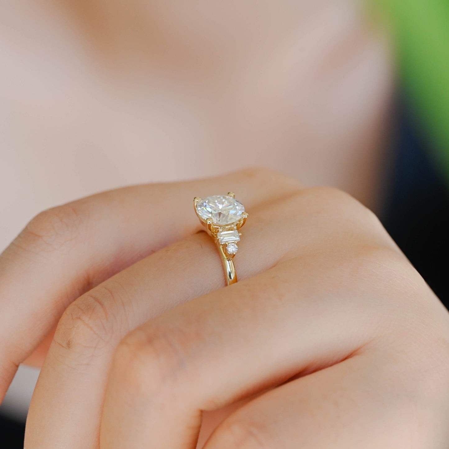 CausYou round cut moissanite engagement ring Solid Gold Round Cut Moissanite Engagement Ring, Wedding Ring, Promise Ring, Anniversary Gift for Women Wife